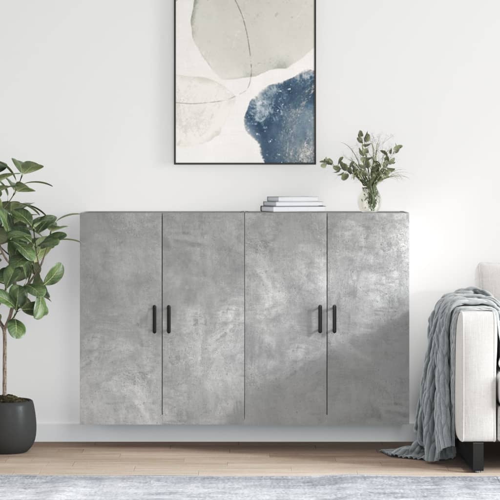 E-shop Multidom Nástenné skrinky 2 ks betónové sivé 69,5x34x90 cm