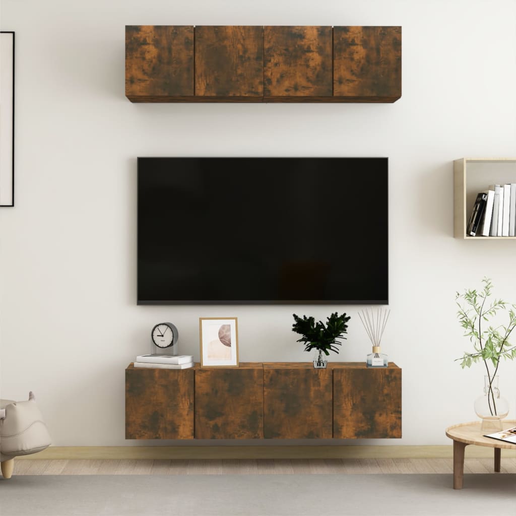 E-shop Multidom TV stolíky 4 ks hnedý dub 60x30x30 cm kompozitné drevo