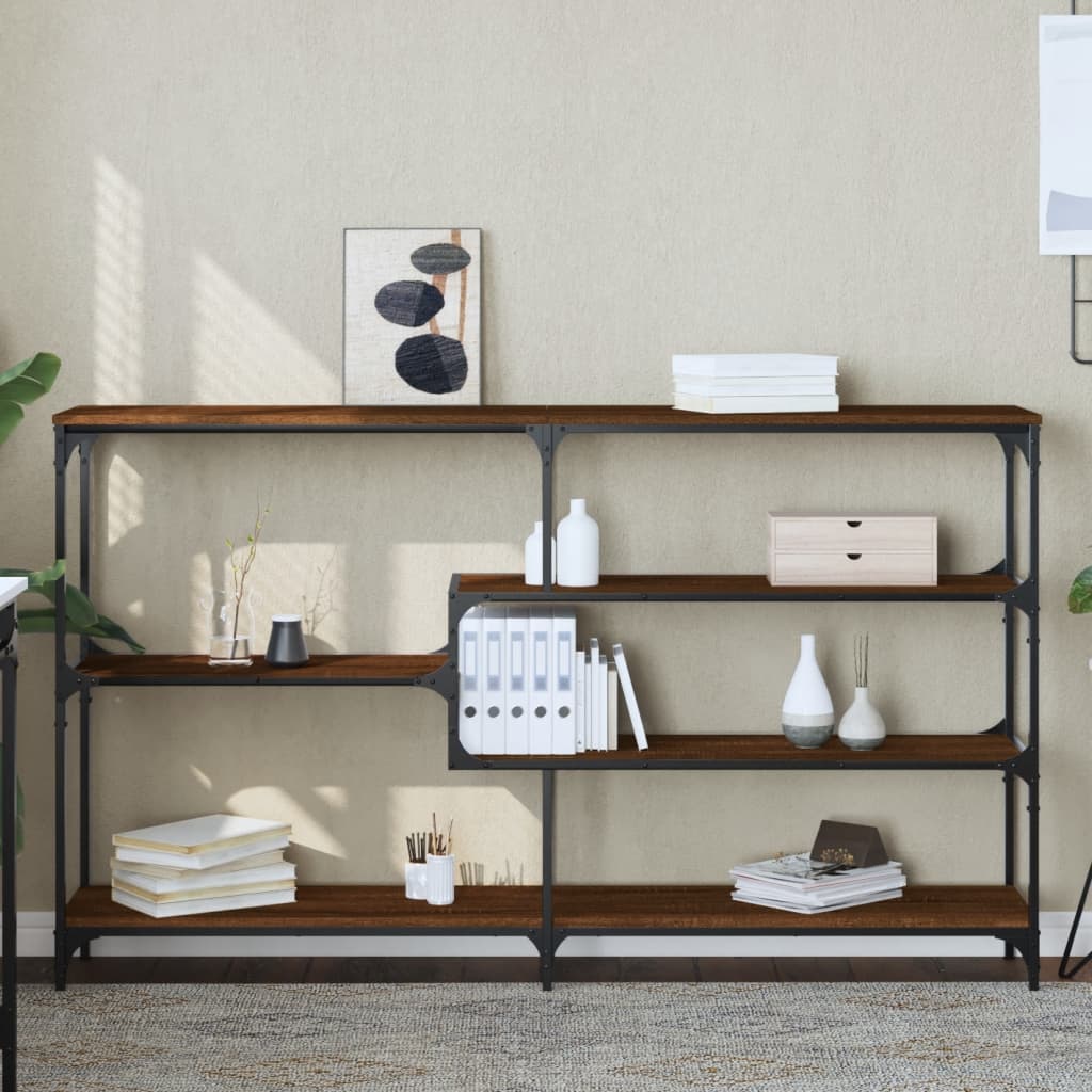 E-shop Multidom Konzolový stolík hnedý dub 160x32x95 cm kompozitné drevo
