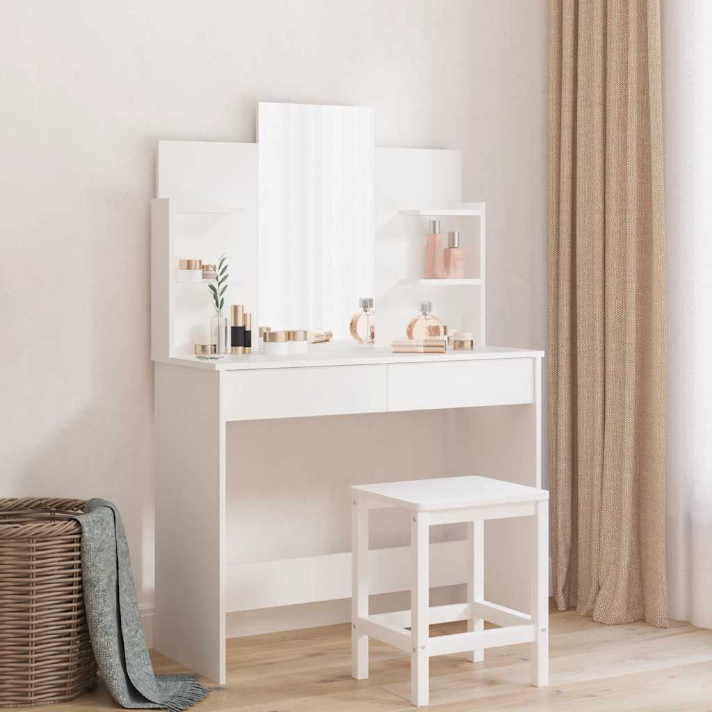 E-shop Multidom Toaletný stolík so zrkadlom biely 96x39x142 cm