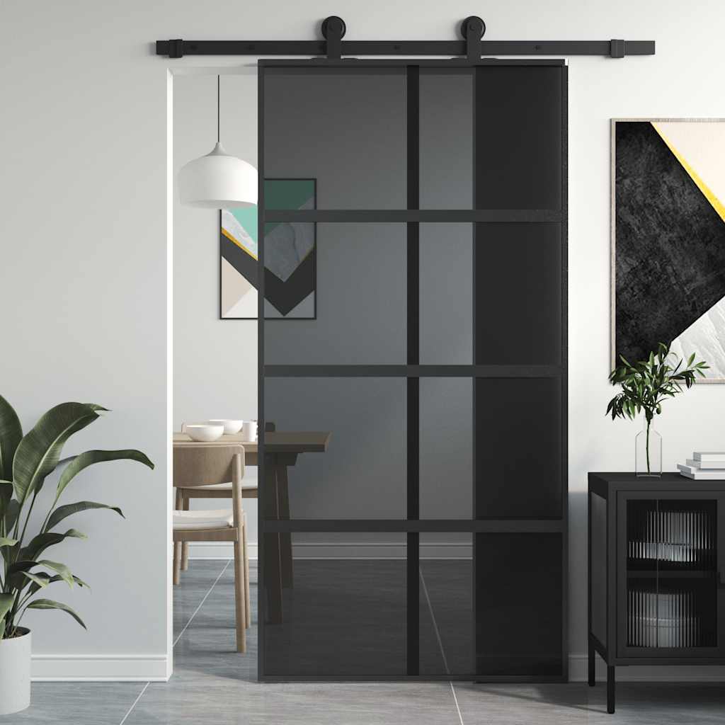 E-shop Multidom Posuvné dvere čierne 102,5x205 cm tvrdené sklo a hliník