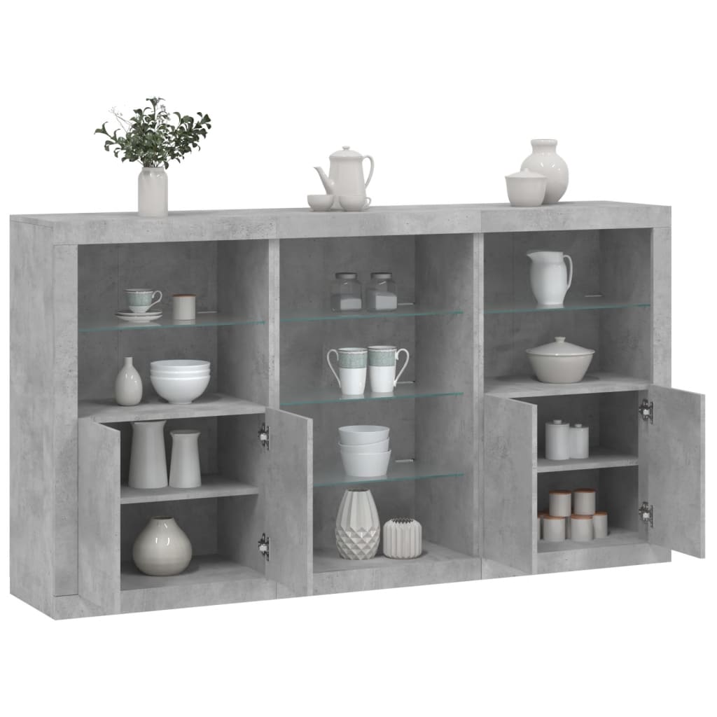 E-shop Multidom Komoda s LED svetlami betónovo-sivá 181,5x37x100 cm