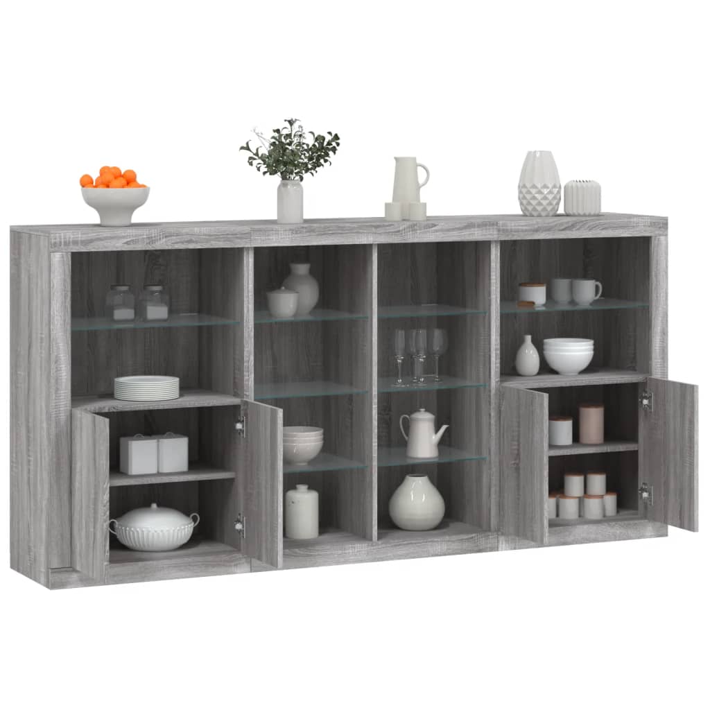 E-shop Multidom Komoda s LED svetlami sivá sonoma 202x37x100 cm