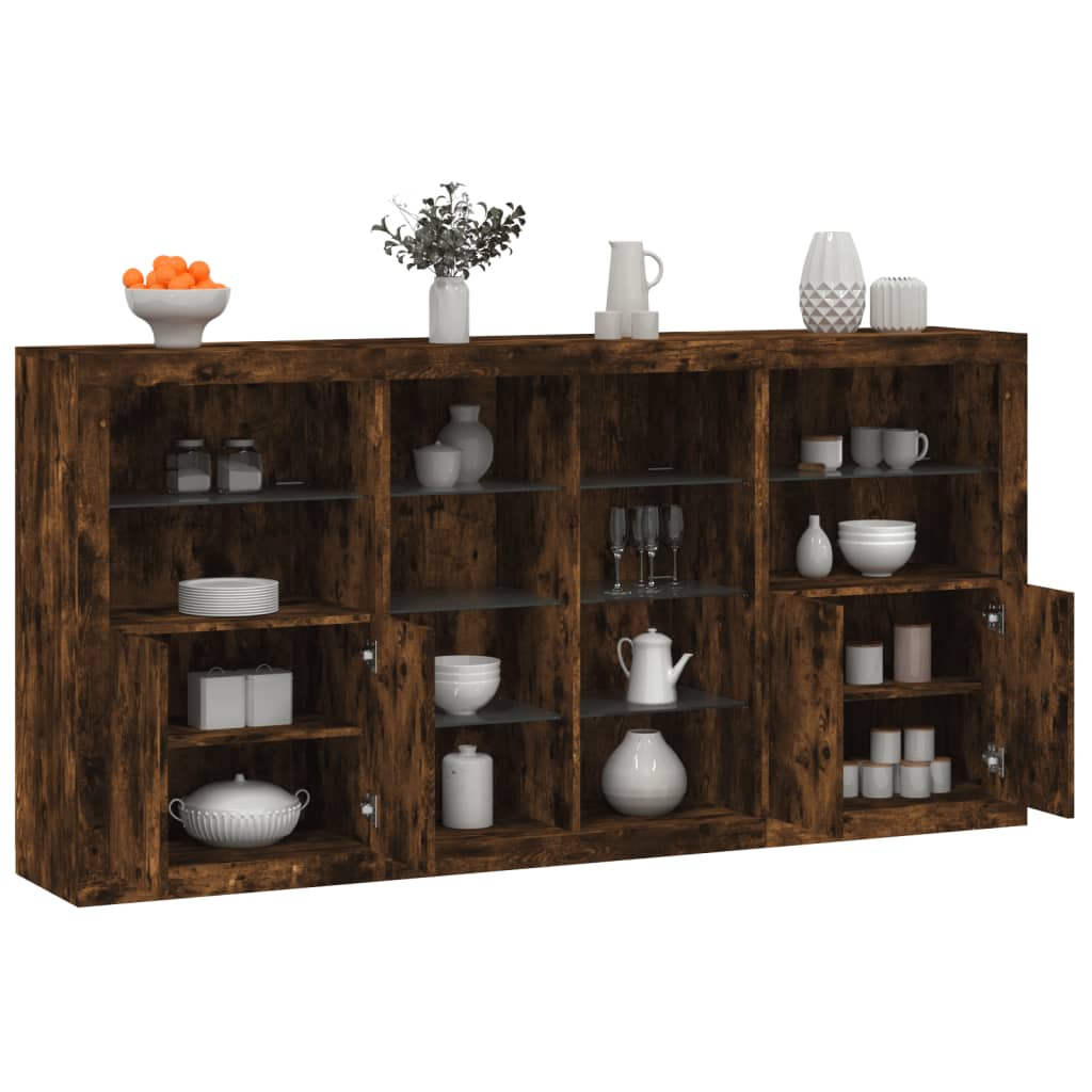 E-shop Multidom Komoda s LED svetlami dymový dub 202x37x100 cm