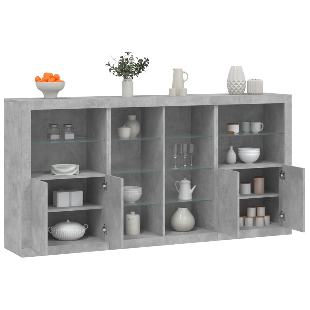 E-shop Multidom Komoda s LED svetlami betónovo-sivá 202x37x100 cm