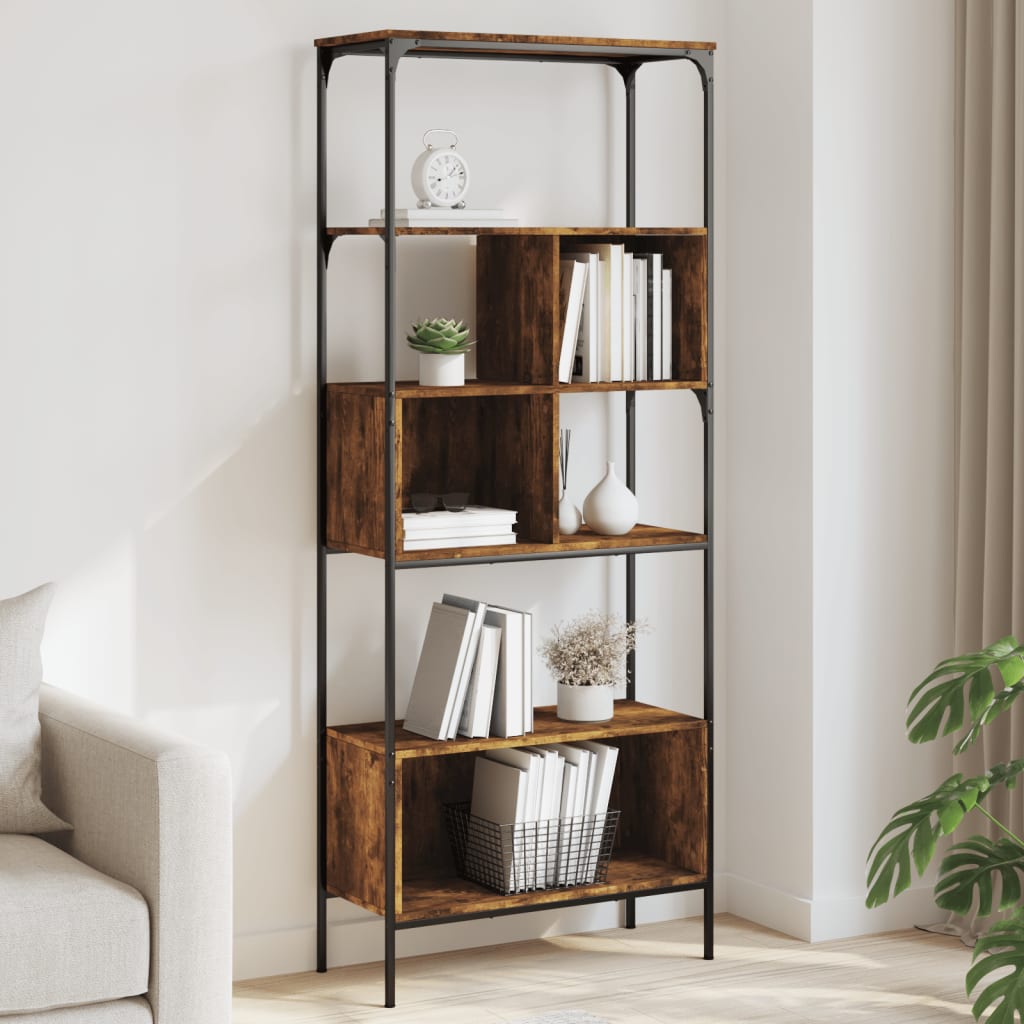 E-shop Multidom Knižnica 5-poschodová dymový dub 76x33x188,5cm kompozitné drevo