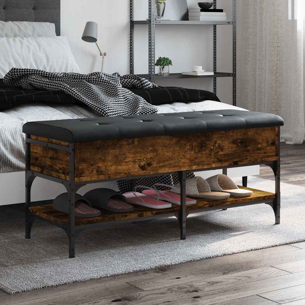E-shop Multidom Lavička na topánky dymový dub 102x42x45 cm kompozitné drevo