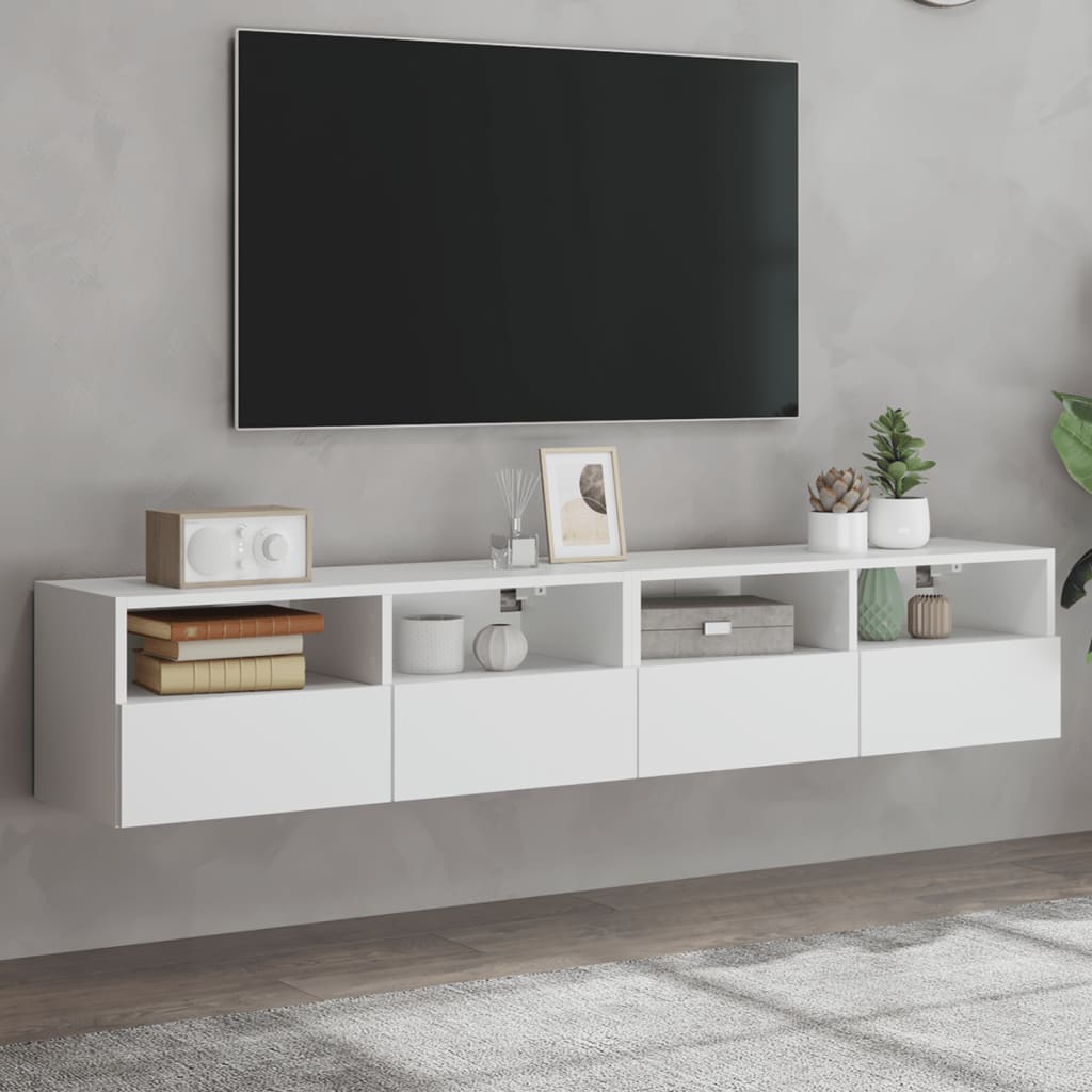 E-shop Multidom TV nástenné skrinky 2 ks biele 80x30x30cm kompozitné drevo