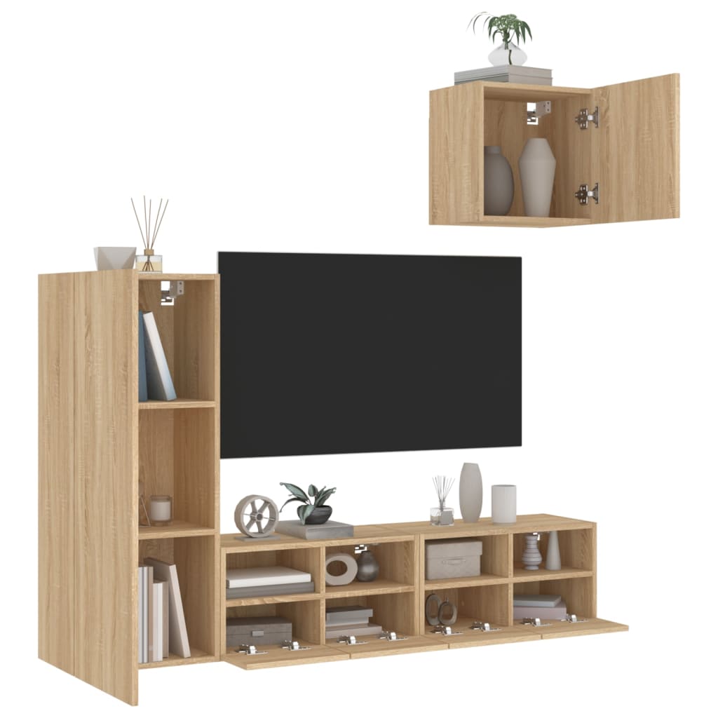 E-shop Multidom 4-dielne TV nástenné skrinky dub sonoma kompozitné drevo