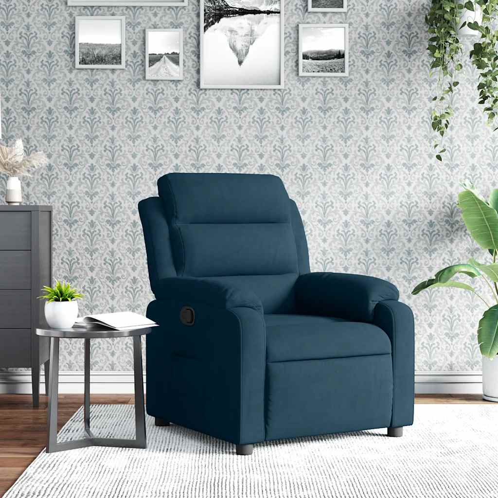 E-shop Multidom Sklápacie kreslo, modré, zamat