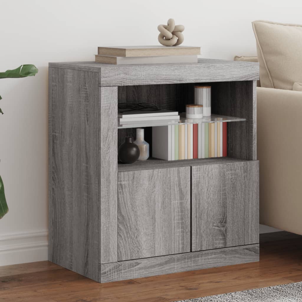E-shop Multidom Komoda s LED svetlami sivá sonoma 60,5x37x67 cm