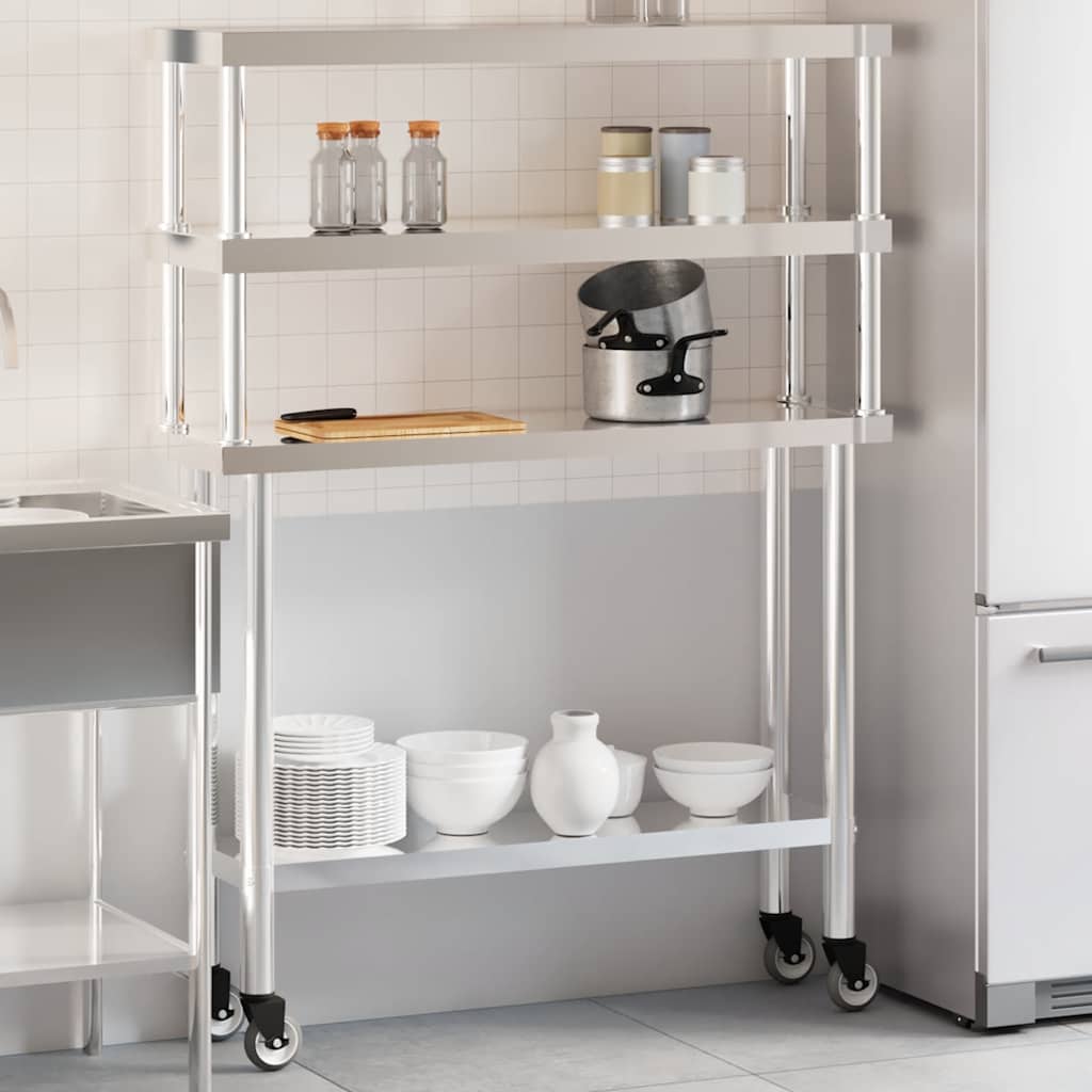 E-shop Multidom Kuchynský pracovný stôl s policou 110x30x150 cm nehrdzav. oceľ