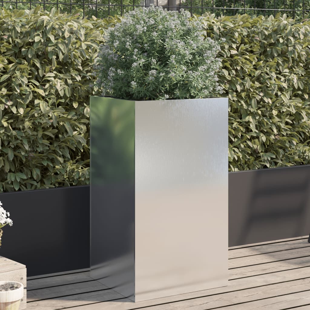 E-shop Multidom Kvetináč strieborný 42x38x75 cm nehrdzavejúca oceľ