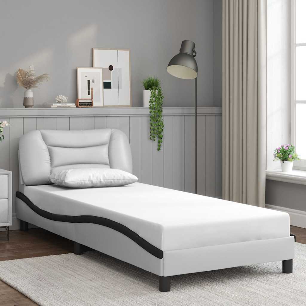 E-shop Multidom Rám postele bez matraca Hvar bielo-čierny 80x200 cm umelá koža