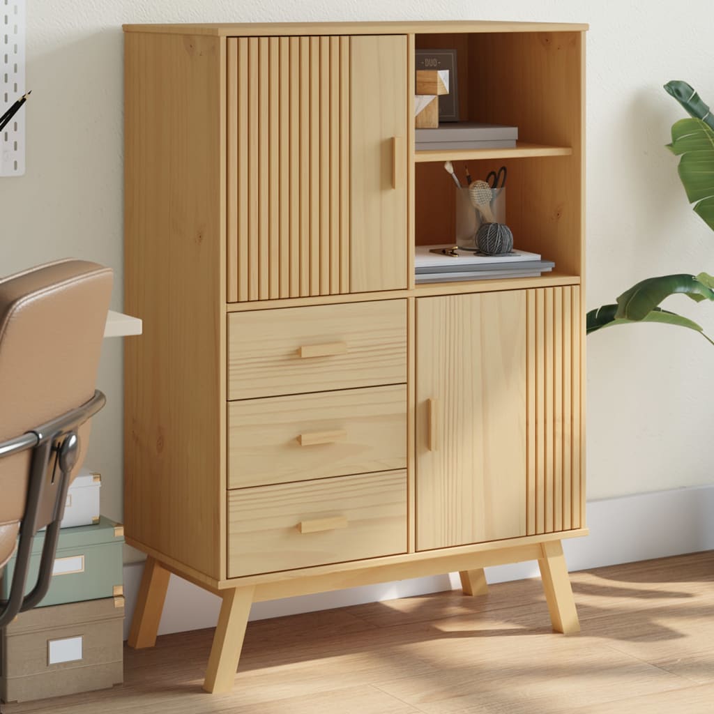 E-shop Multidom Vysoká skrinka OLDEN hnedá 85x43x125 cm borovicový masív