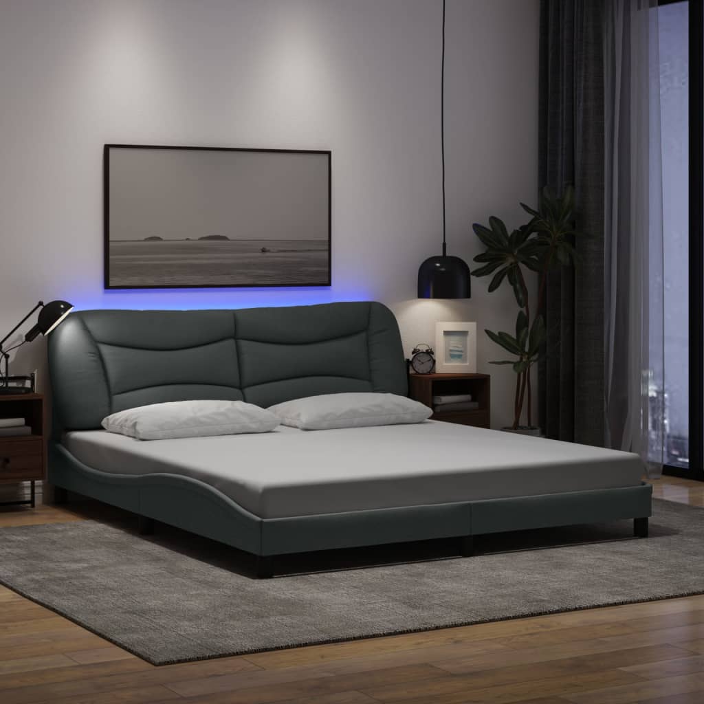 E-shop Multidom Rám postele s LED bez matraca Hvar bledosivý 180x200 cm látka