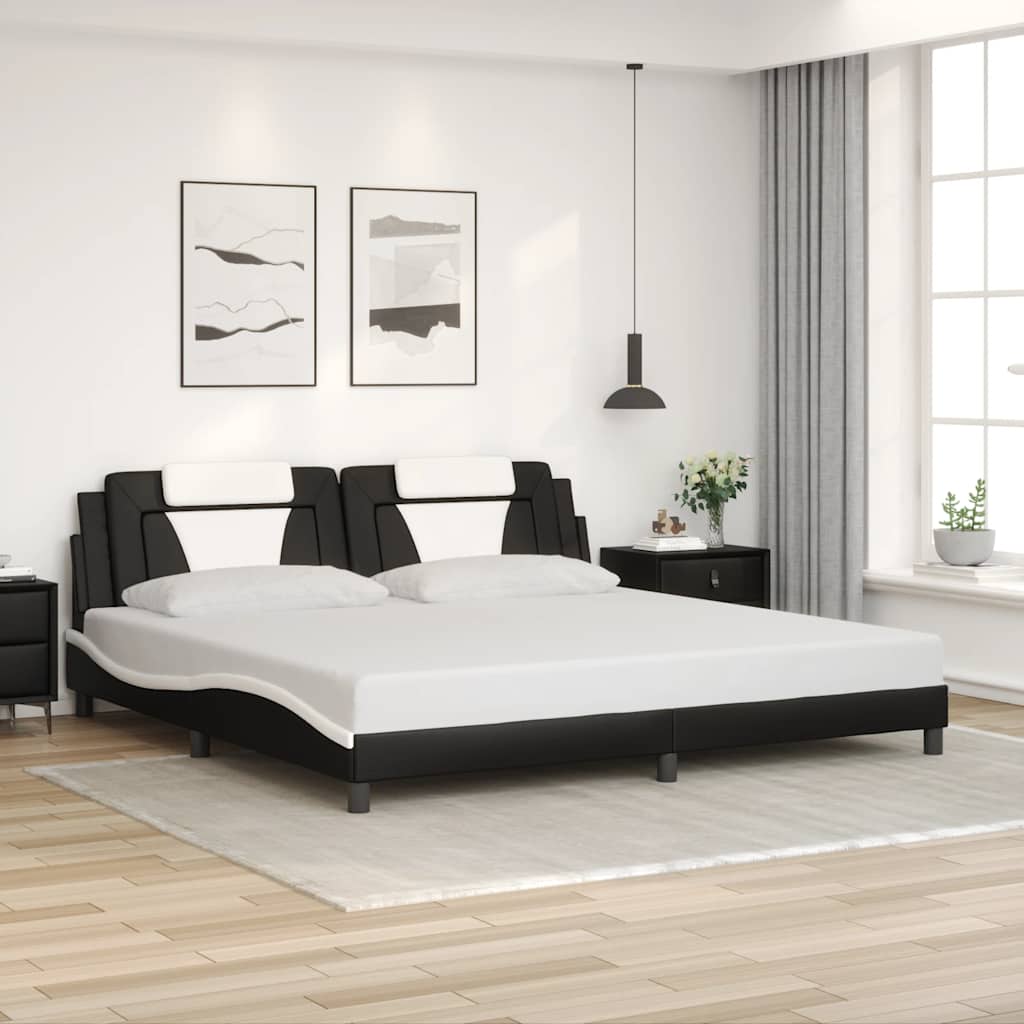 E-shop Multidom Rám postele Viana bez matraca čierno-biely 200x200 cm umelá koža