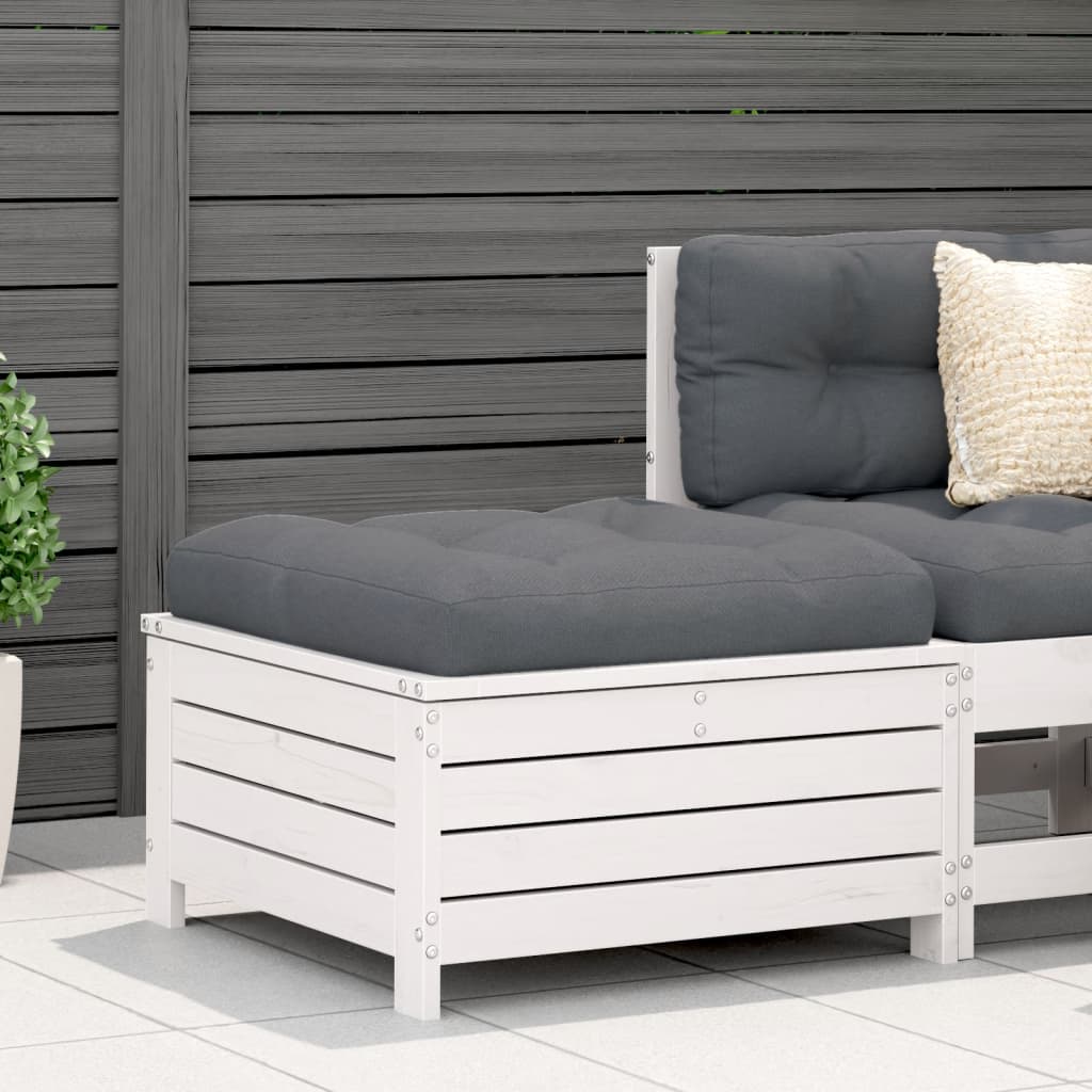 E-shop Multidom Záhradná taburetka biela 62x63,5x32 cm borovicový masív