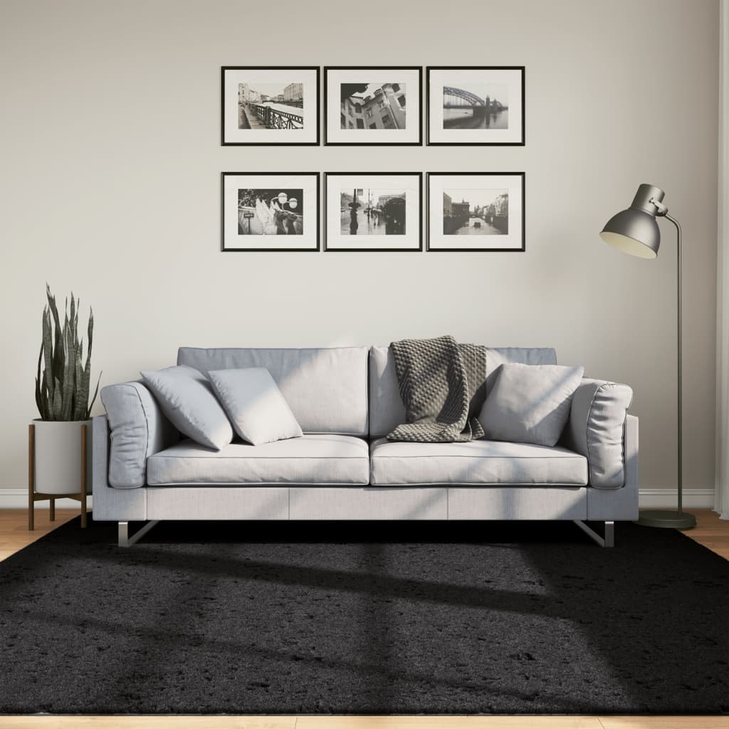 E-shop Multidom Koberec OVIEDO, krátky vlas, čierny 200x200 cm