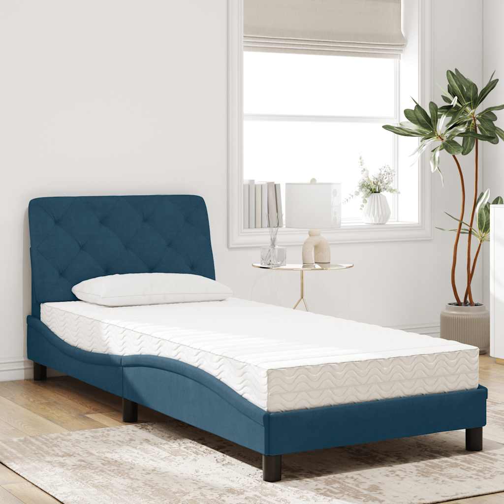 E-shop Multidom Posteľ s matracom modrý 90x190 cm zamat