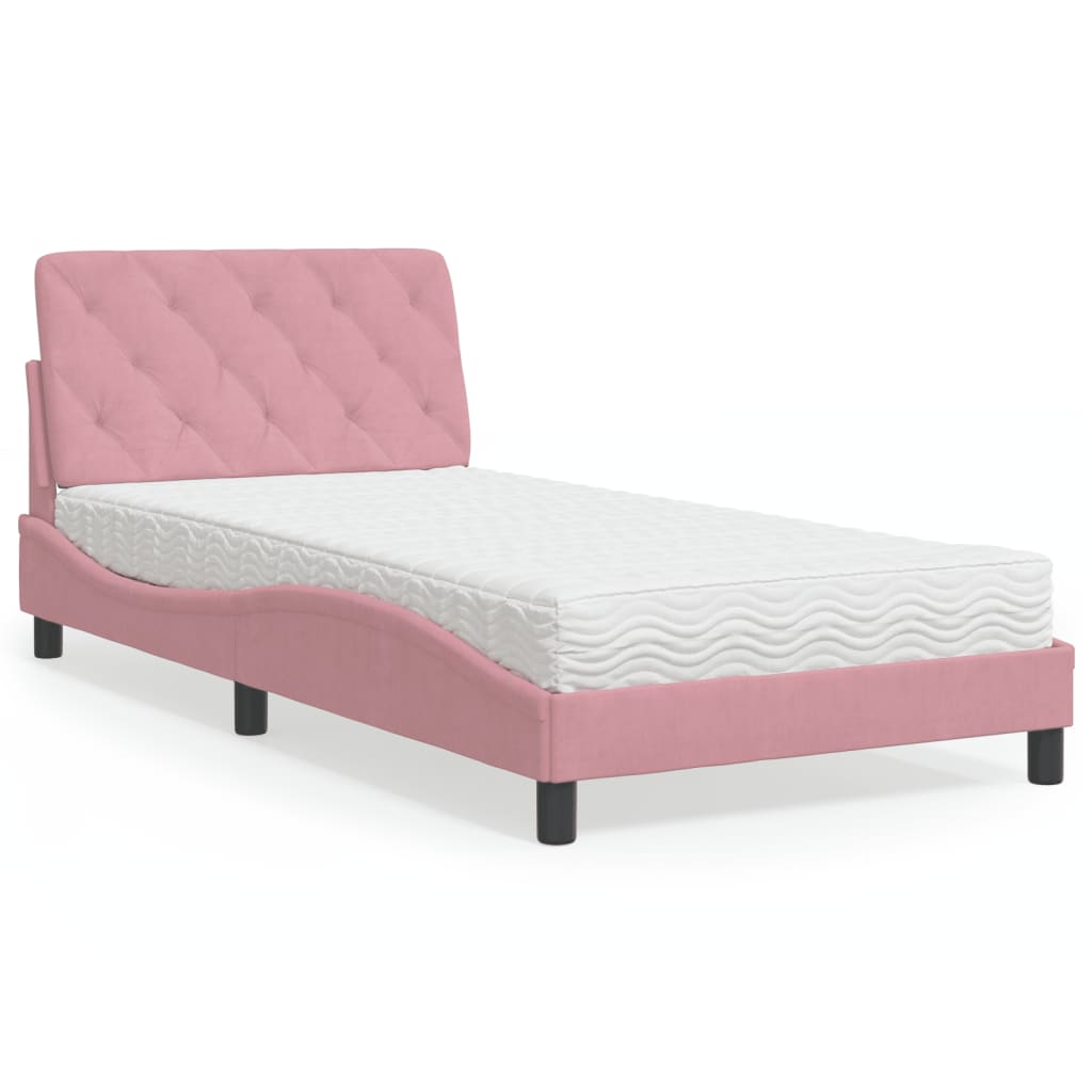 E-shop Multidom Posteľ s matracom ružový 100x200 cm zamat