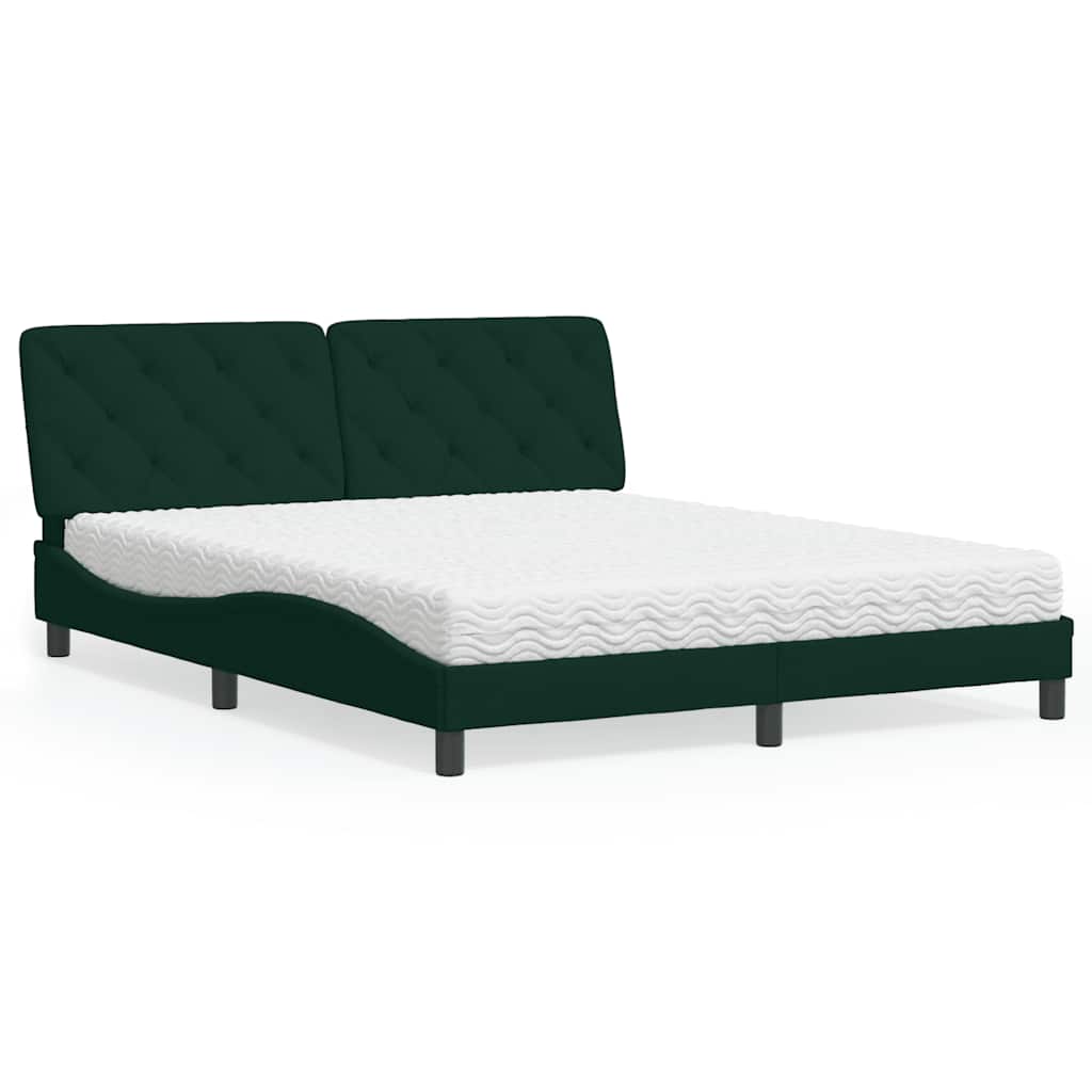 E-shop Multidom Posteľ s matracom tmavozelený 160x200 cm zamat