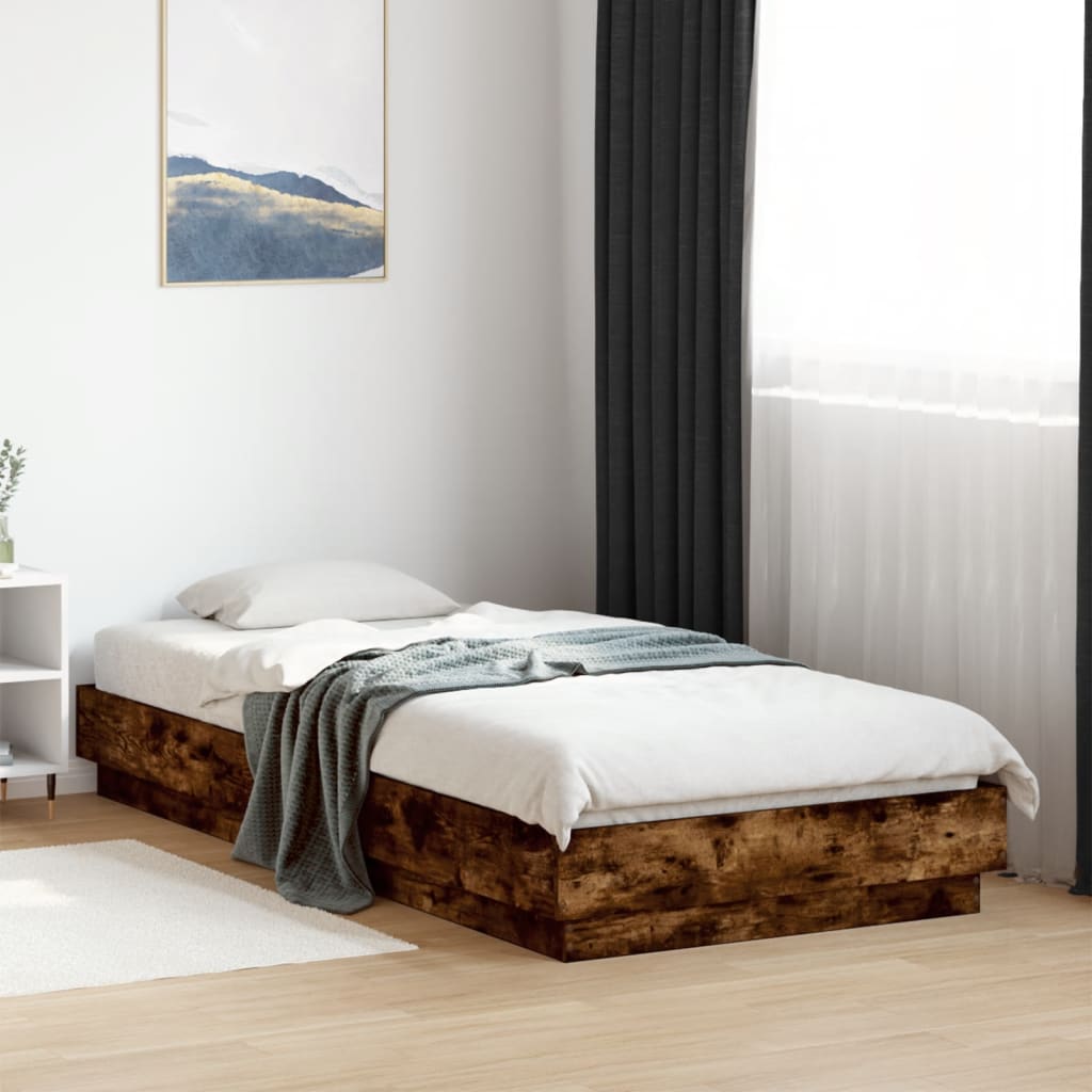 E-shop Multidom Posteľný rám bez matraca dymový dub 100x200 cm kompozitné drevo