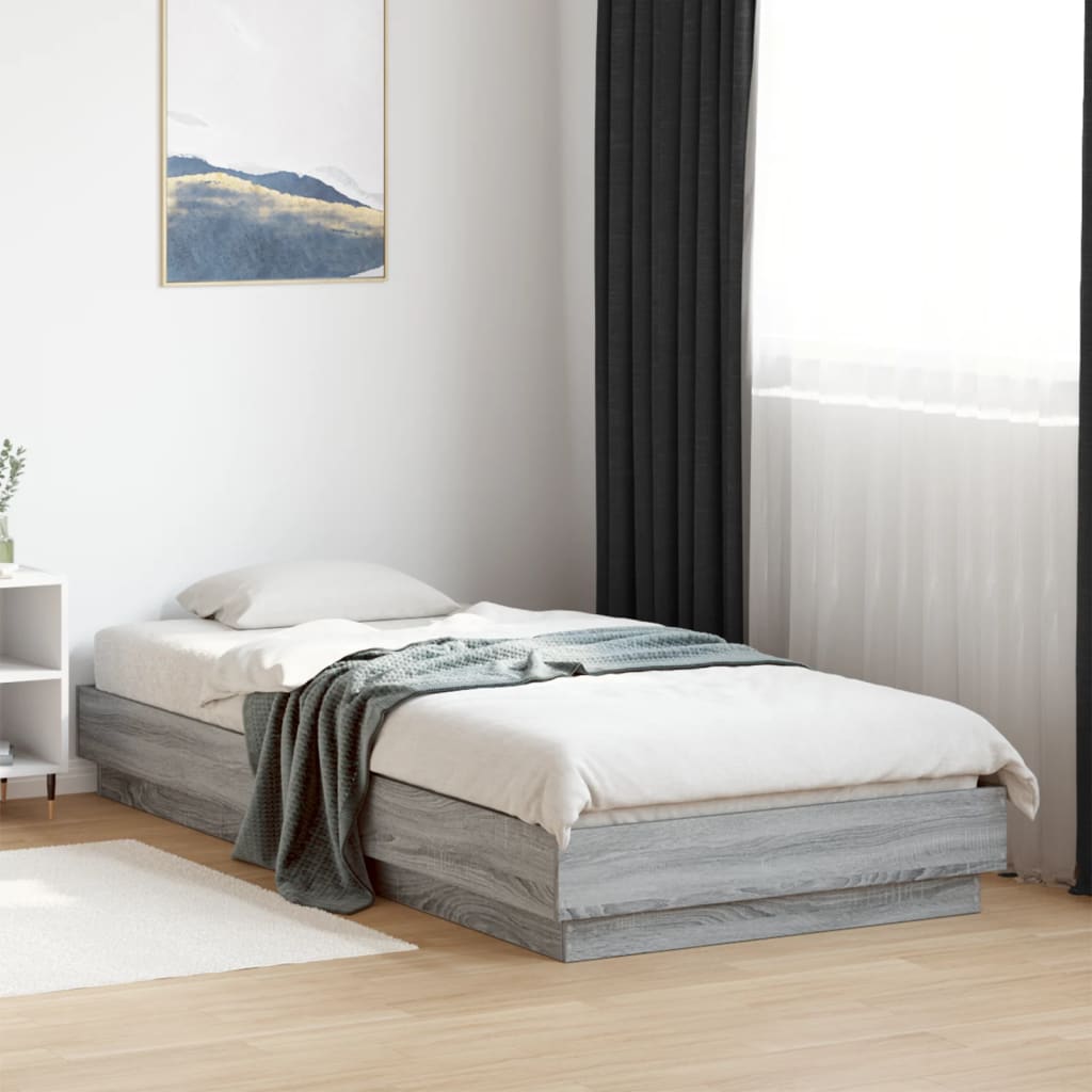 E-shop Multidom Posteľný rám sivý dub sonoma 100x200 cm borovicový masív