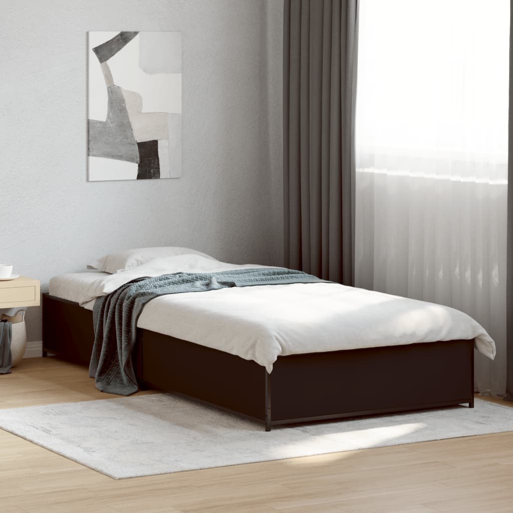 E-shop Multidom Posteľný rám čierny 90x200 cm kompozitné drevo a kov
