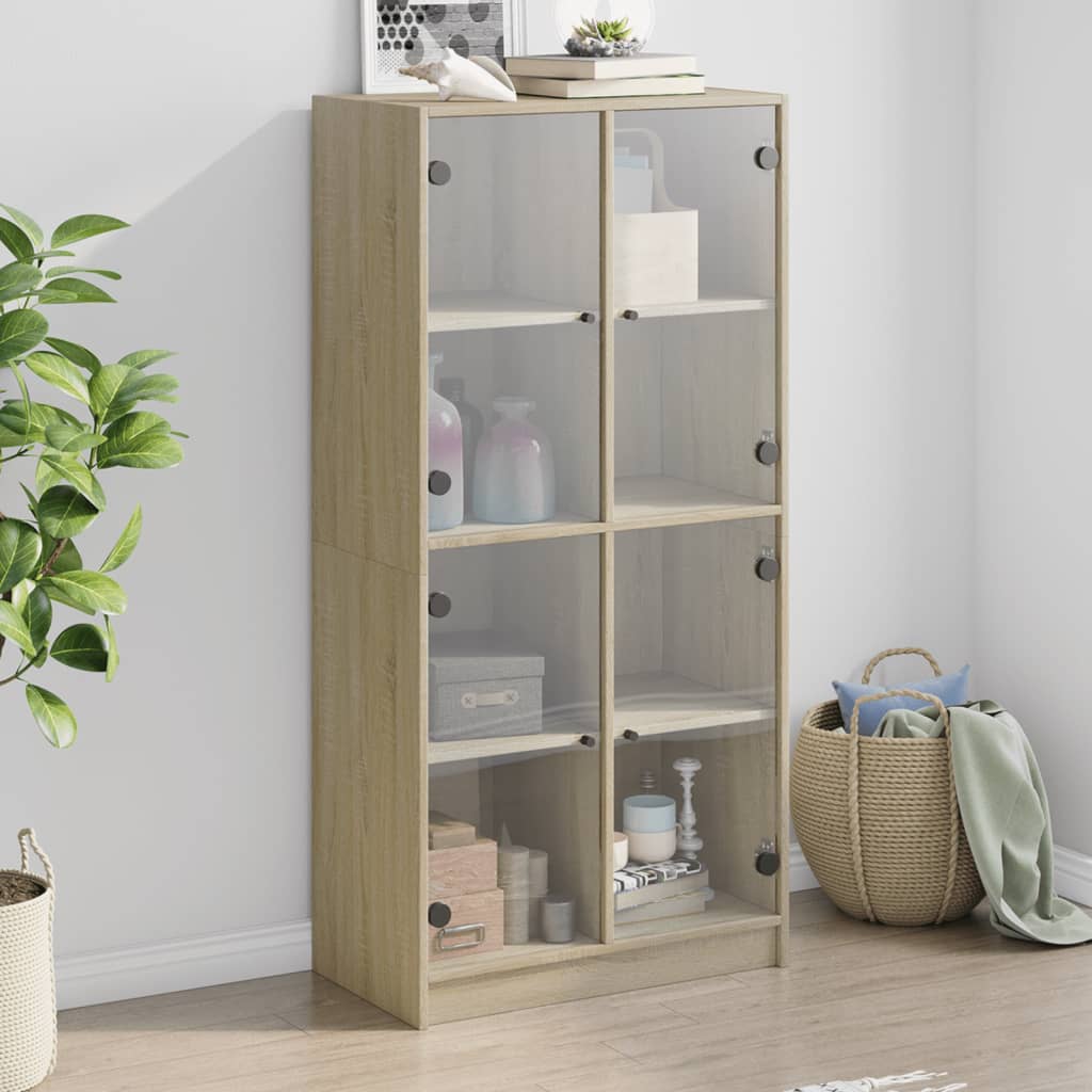 E-shop Multidom Vysoká skrinka s dvierkami sonoma 68x37x142 cm kompozitné drevo