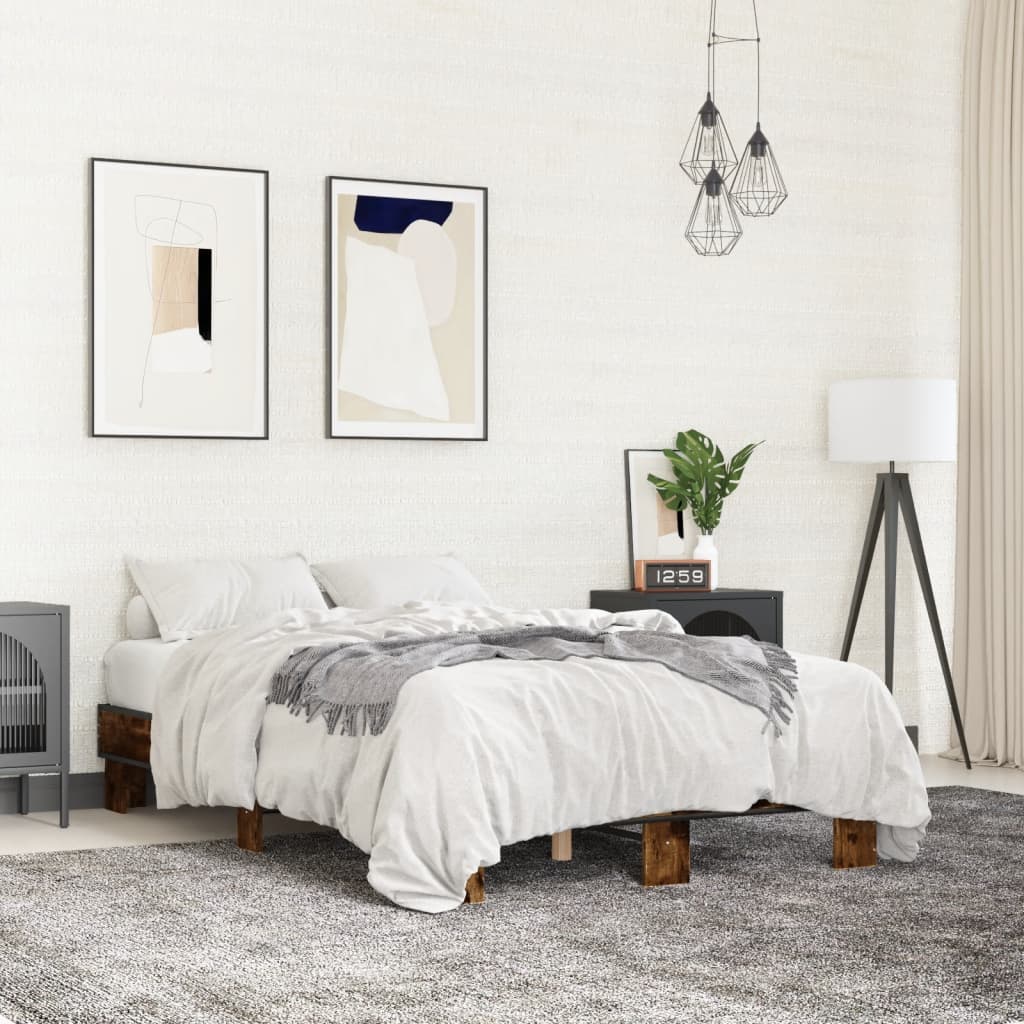 E-shop Multidom Posteľný rám dymový dub 120x200 cm kompozitné drevo a kov