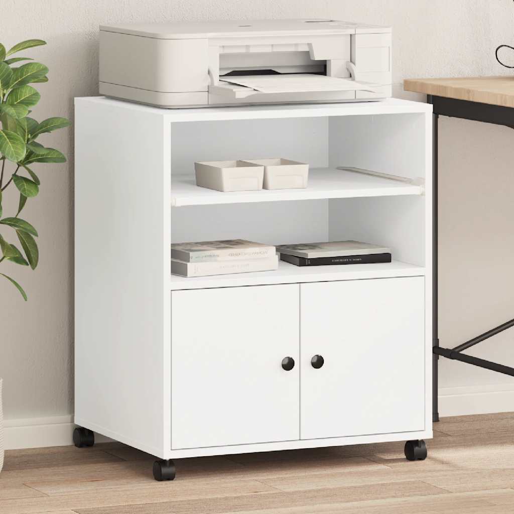 E-shop Multidom Stojan na tlačiareň s kolieskami biely 60x48x74 cm