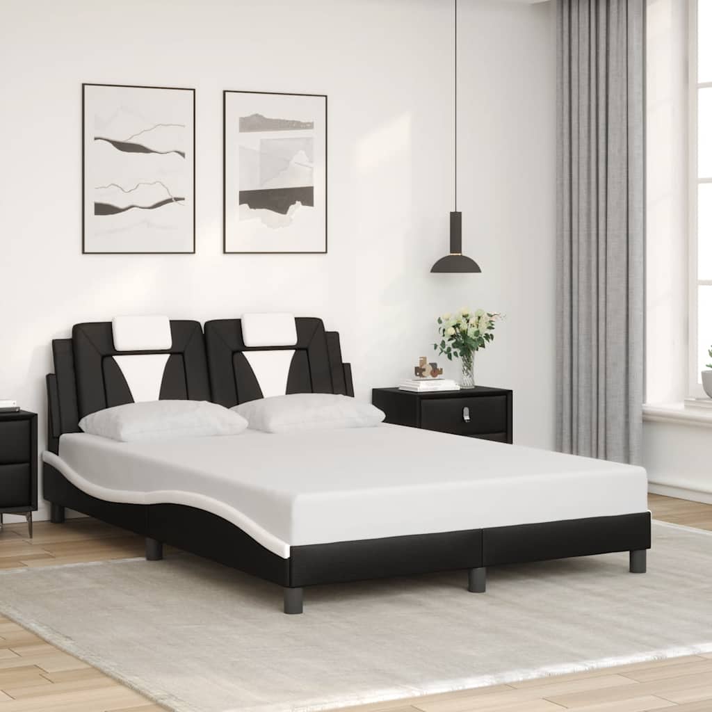 E-shop Multidom Rám postele Viana bez matraca čierno-biely 140x190 cm umelá koža