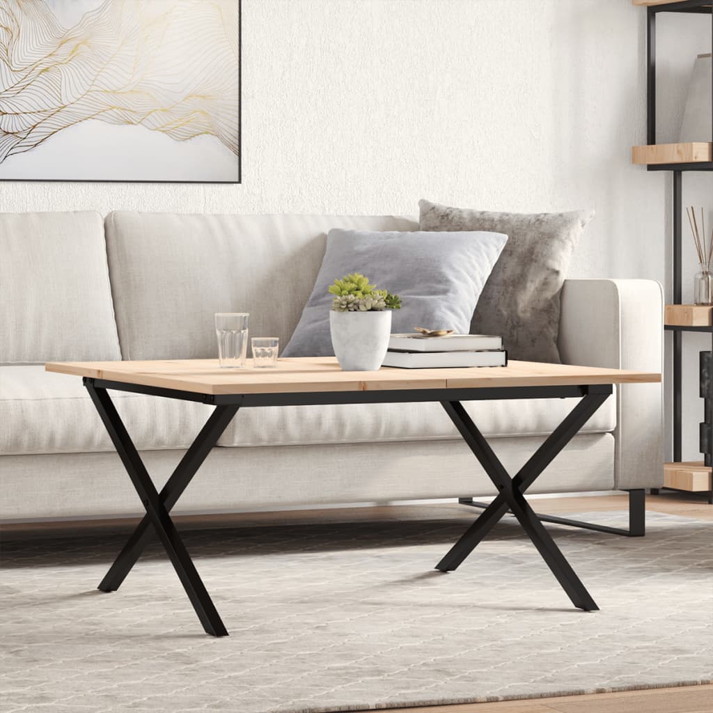 E-shop Multidom Konferenčný stolík v tvare X 80x80x45 cm borovica a oceľ