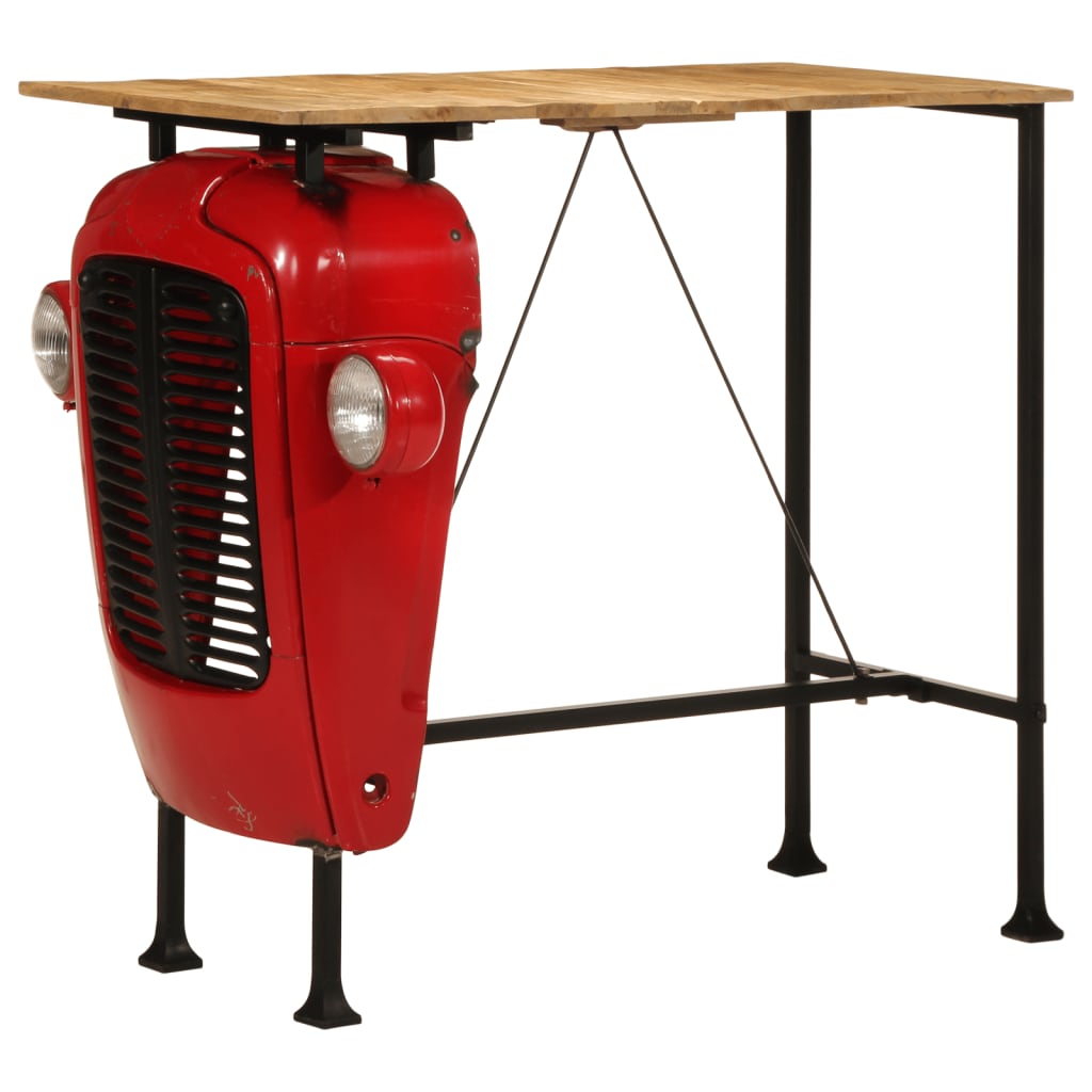 E-shop Multidom Barový stôl s traktorom červený a hnedý 55x120x107 cm mangovník