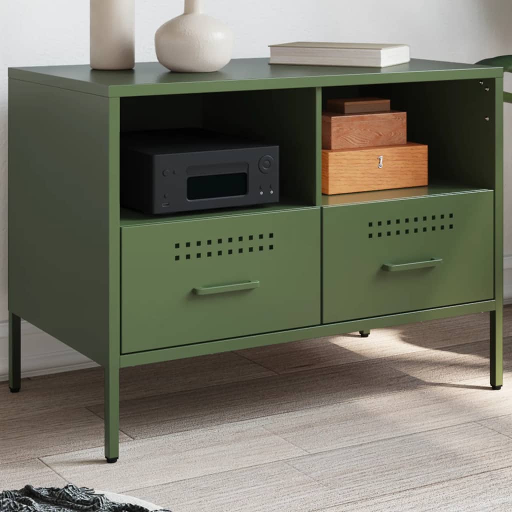 E-shop Multidom TV skrinka olivovozelená 68x39x50,5 cm oceľ