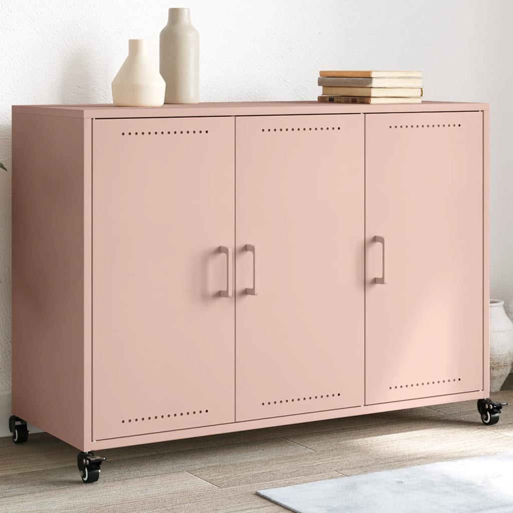 E-shop Multidom Komoda ružová 100,5x39x72 cm oceľ