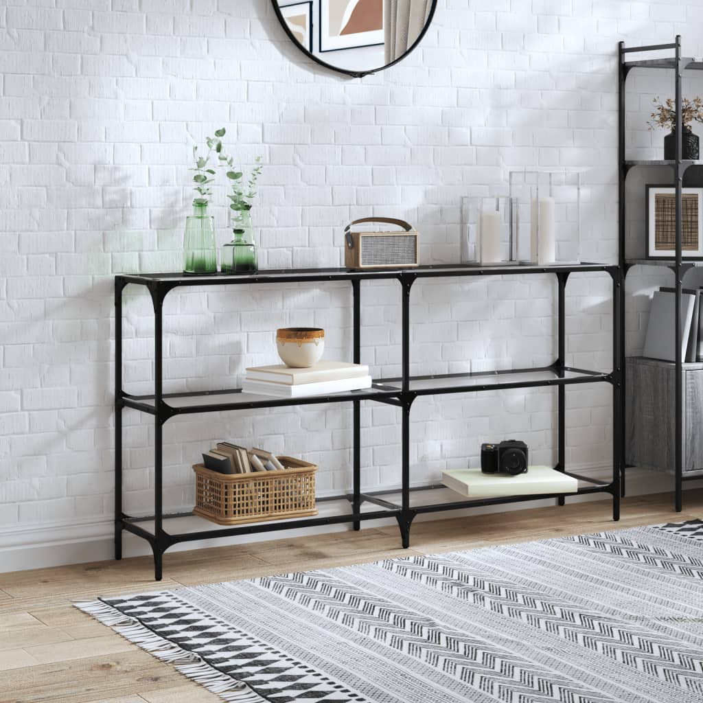 E-shop Multidom Konzolový stolík priehľadná sklenená doska 158,5x30x81 cm oceľ