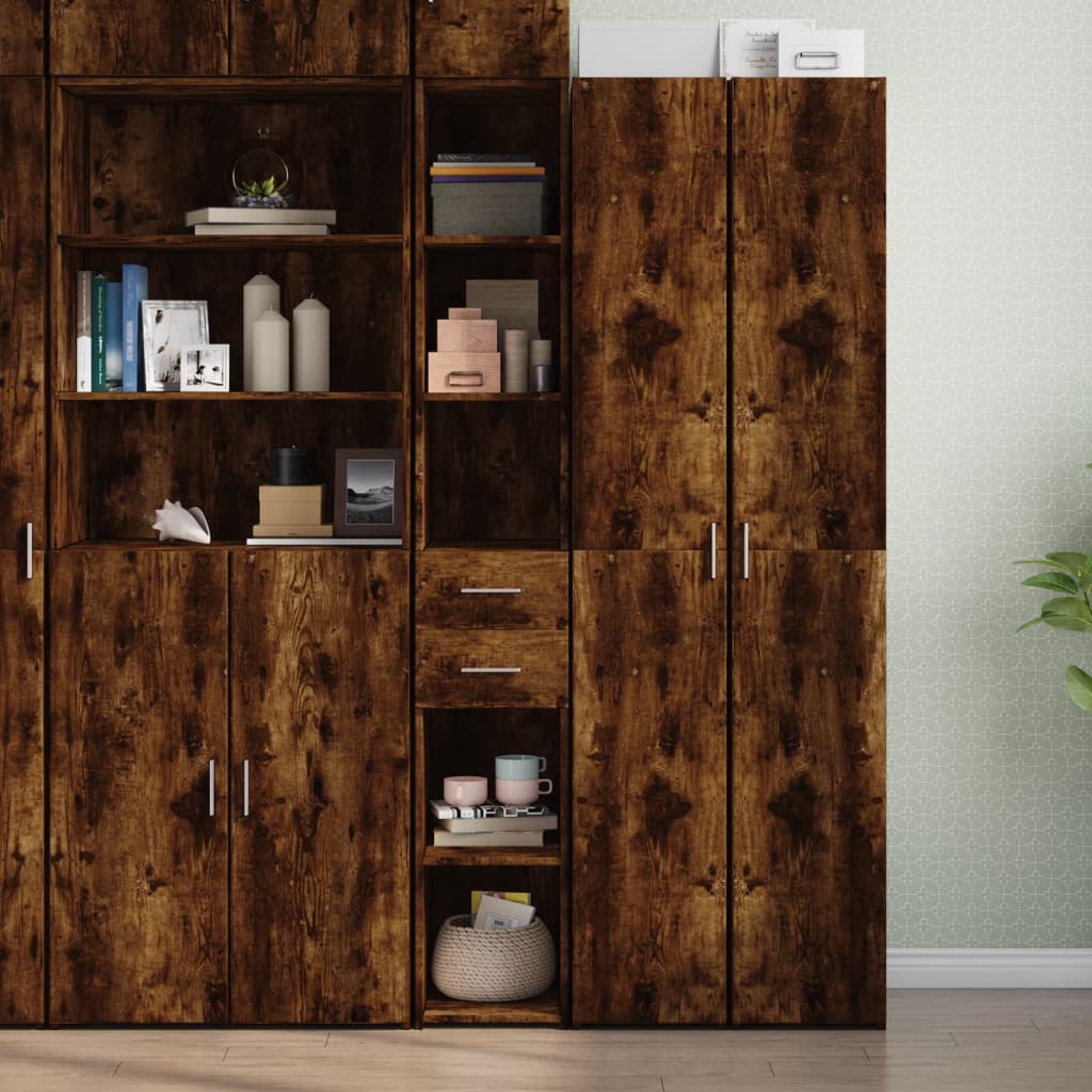 E-shop Multidom Vysoká skrinka, tmavý dub 30x42,5x185 cm, kompozitné drevo