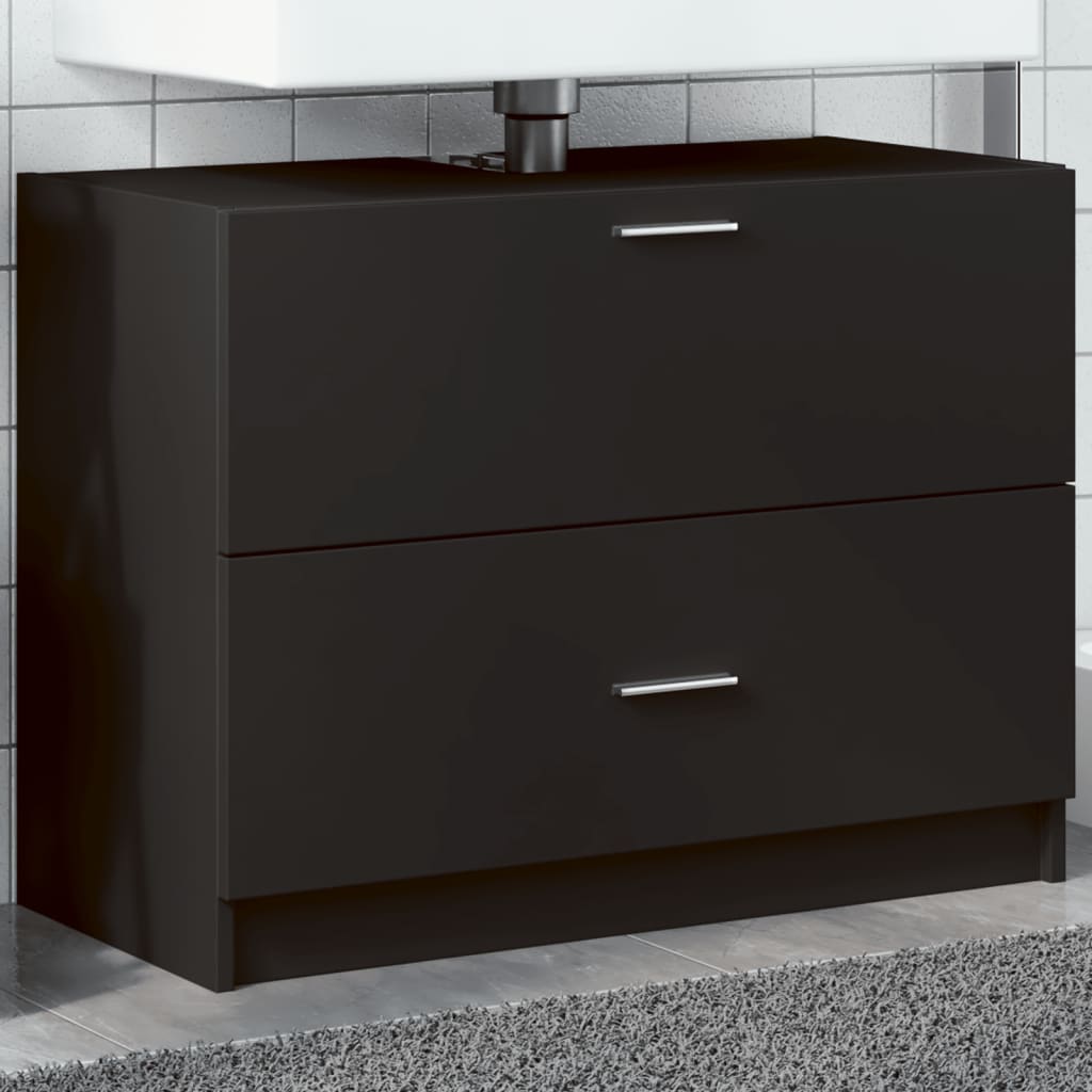 E-shop Multidom Skrinka pod umývadlo čierna 78x37x59 cm kompozitné drevo