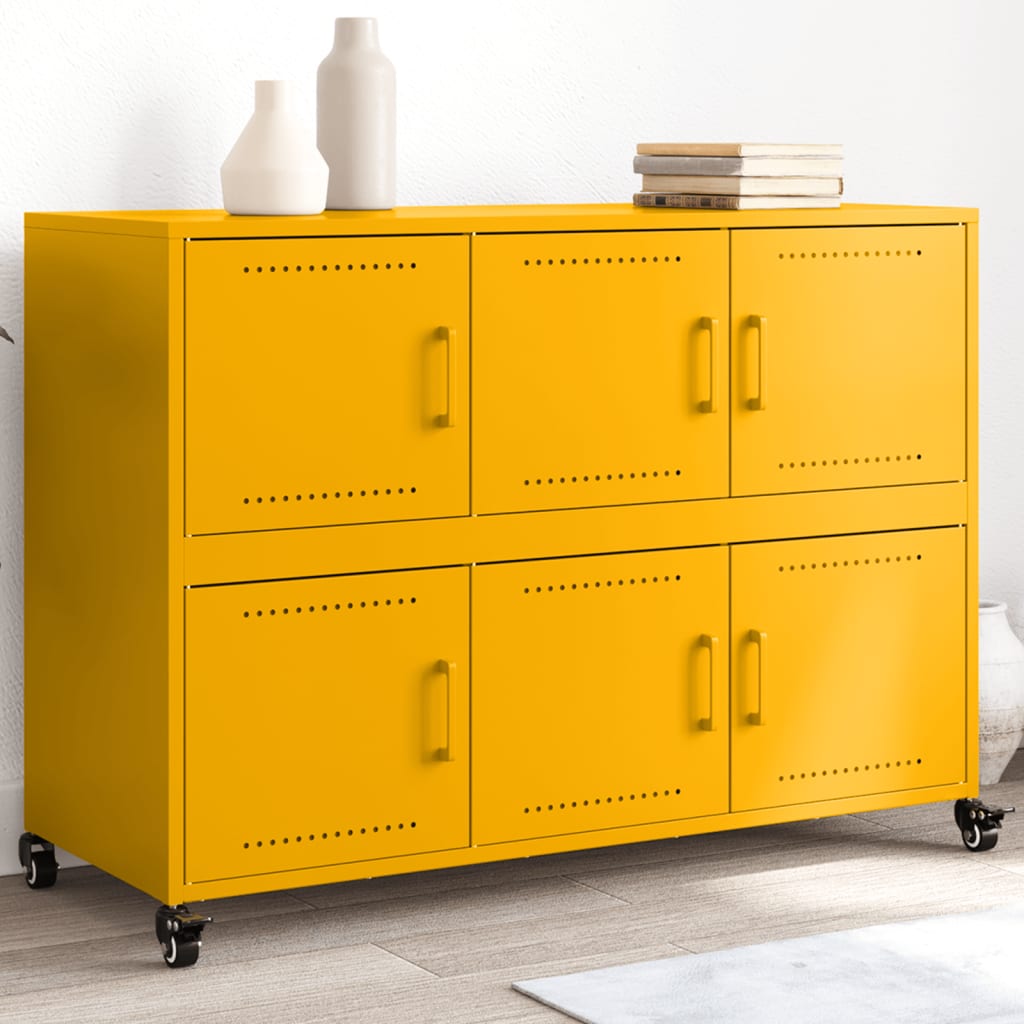 E-shop Multidom Komoda horčicovožltá 100,5x39x7 cm oceľ
