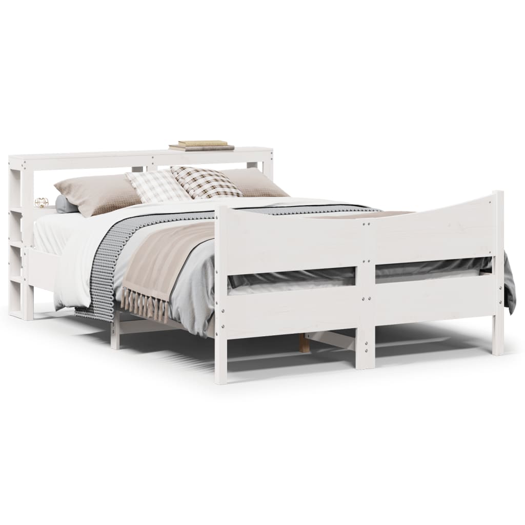 E-shop Multidom Posteľný rám s čelom biely 120x200 cm borovicový masív