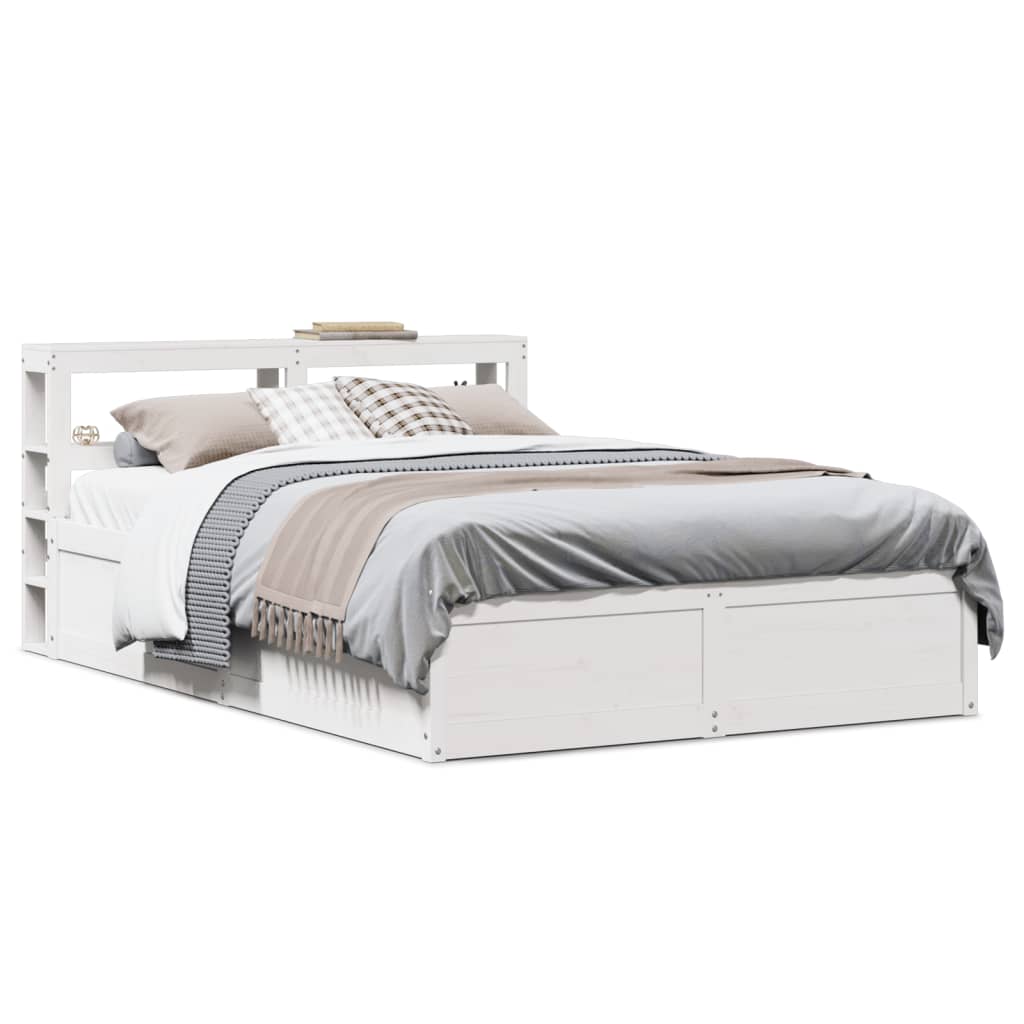 E-shop Multidom Posteľný rám s čelom biely 120x190 cm borovicový masív