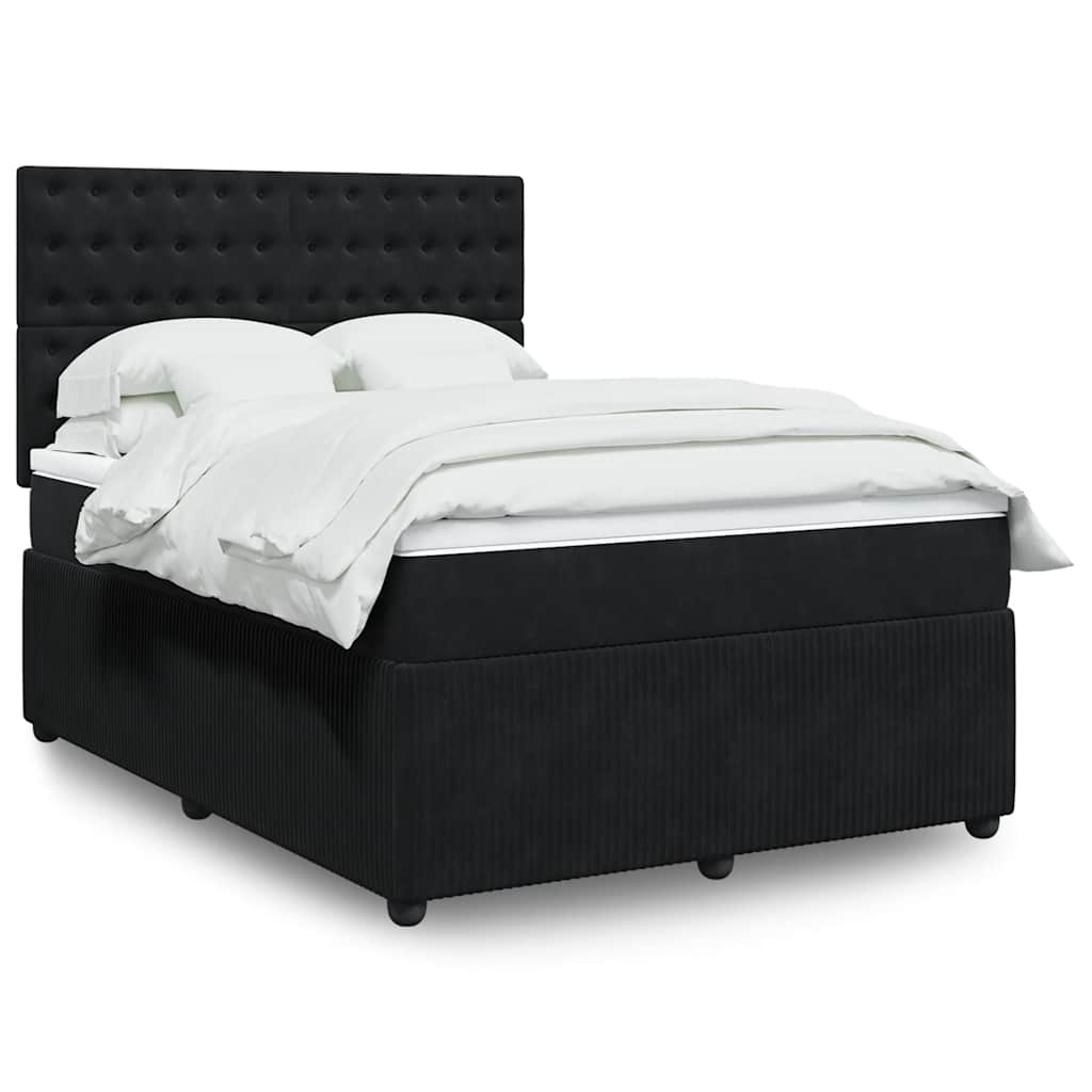 E-shop Multidom Posteľný rám boxspring s matracom čierny 140x200 cm zamat