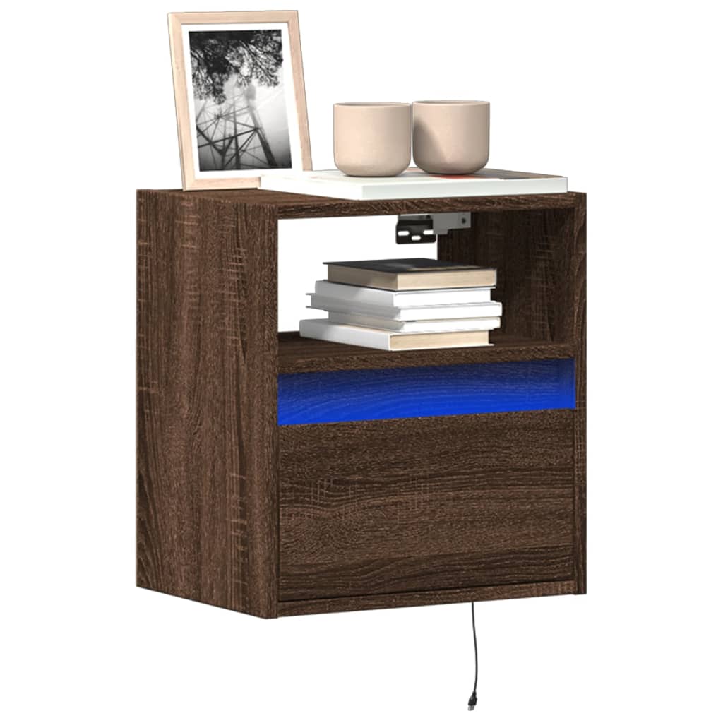 E-shop Multidom TV nástenné skrinky s LED svetlami 2 ks hnedý dub 41x31x45 cm