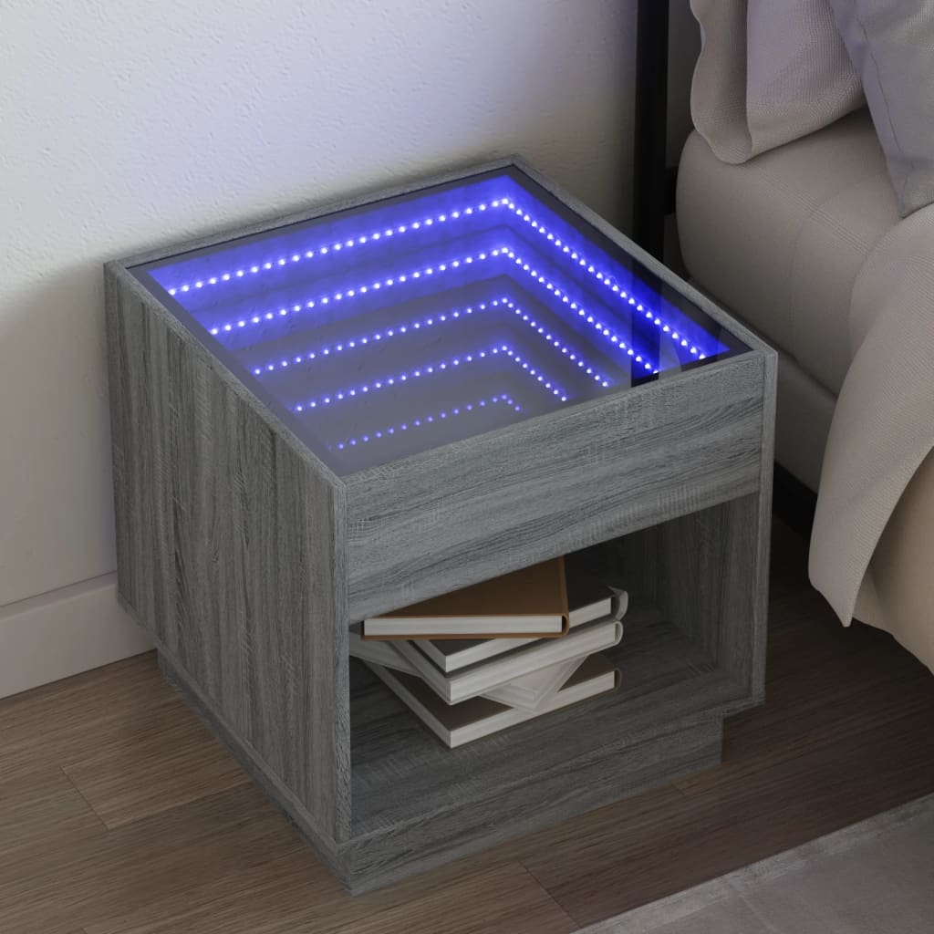 E-shop Multidom Konferenčný stolík s nekonečnými LED sivý sonoma 50x50x50 cm