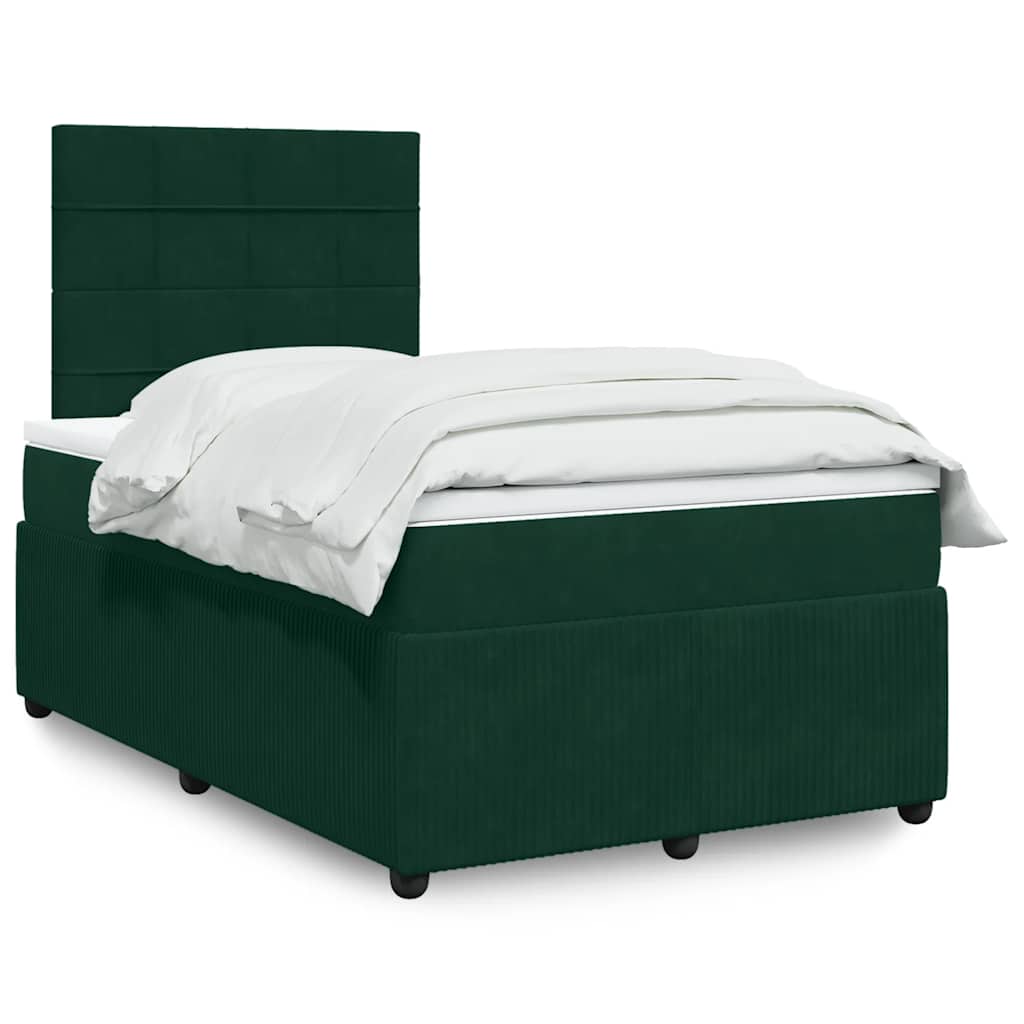 E-shop Multidom Posteľný rám boxsping s matracom tmavozelený 120x200 cm zamat