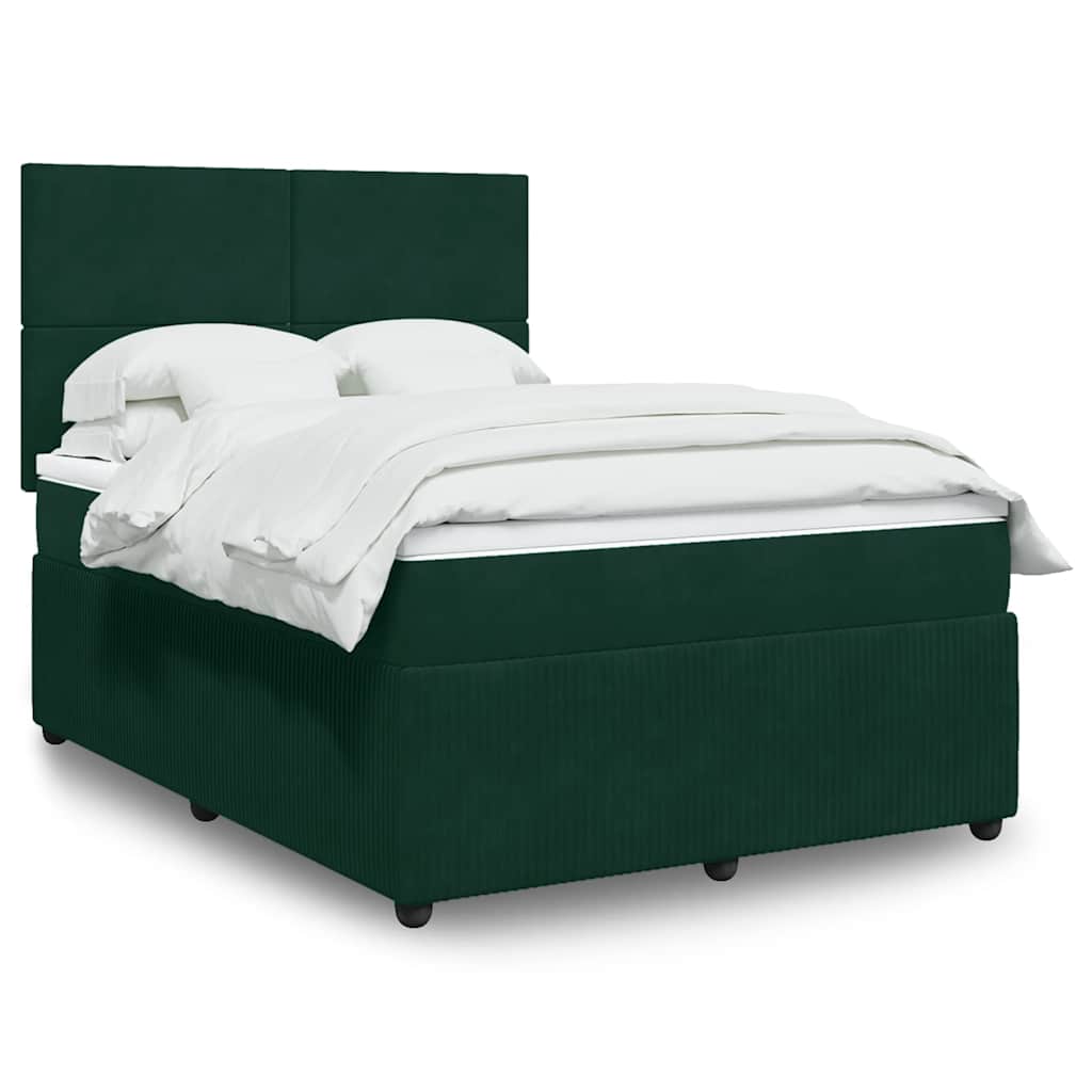 E-shop Multidom Posteľný rám boxsping s matracom tmavozelený 140x190 cm zamat
