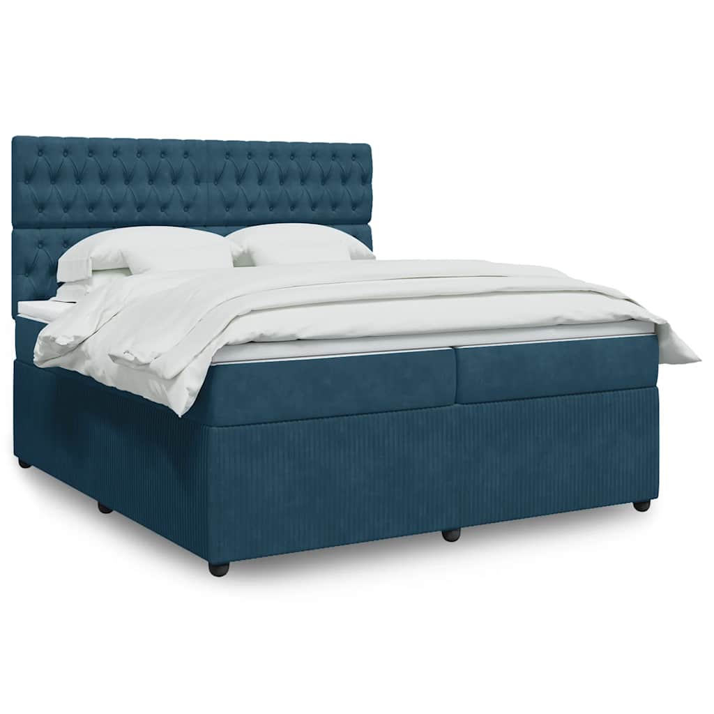E-shop Multidom Posteľný rám boxsping s matracom tmavomodrý 200x200 cm zamat