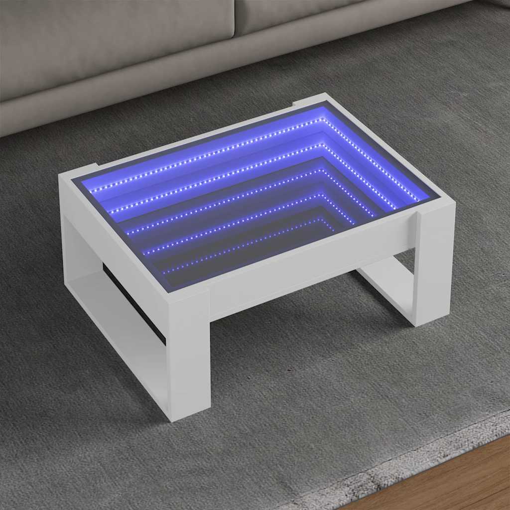 E-shop Multidom Konferenčný stolík s nekonečnými LED biely 70x53x30 cm